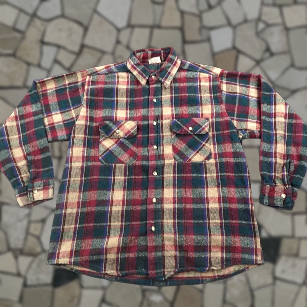Vintage VINTAGE Five Brother Shirt Mens Large Red Green Plaid Flannel Button-Up Utility Size US L / EU 52-54 / 3 - 1 Thumbnail