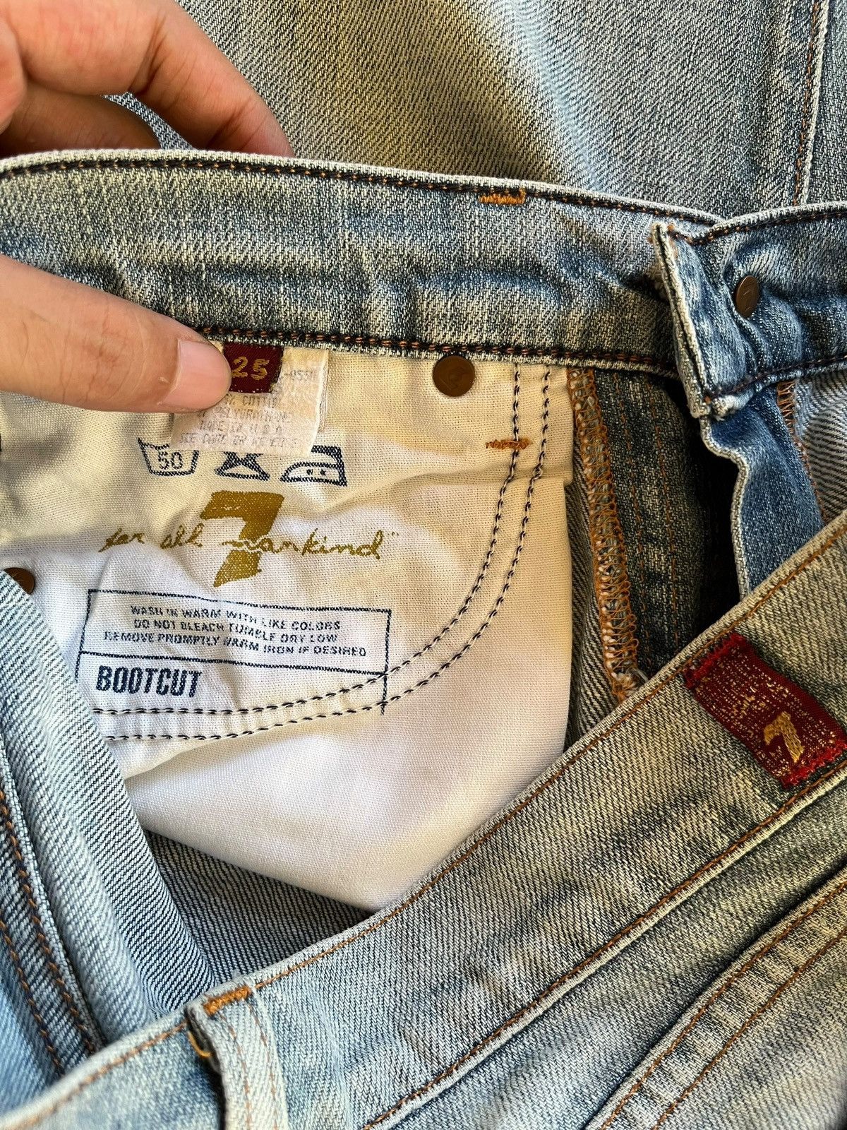 7 For All Mankind Vintage 7 For All Mankind Faded Wash Distressed Flare Jeans Size 29" - 9 Thumbnail
