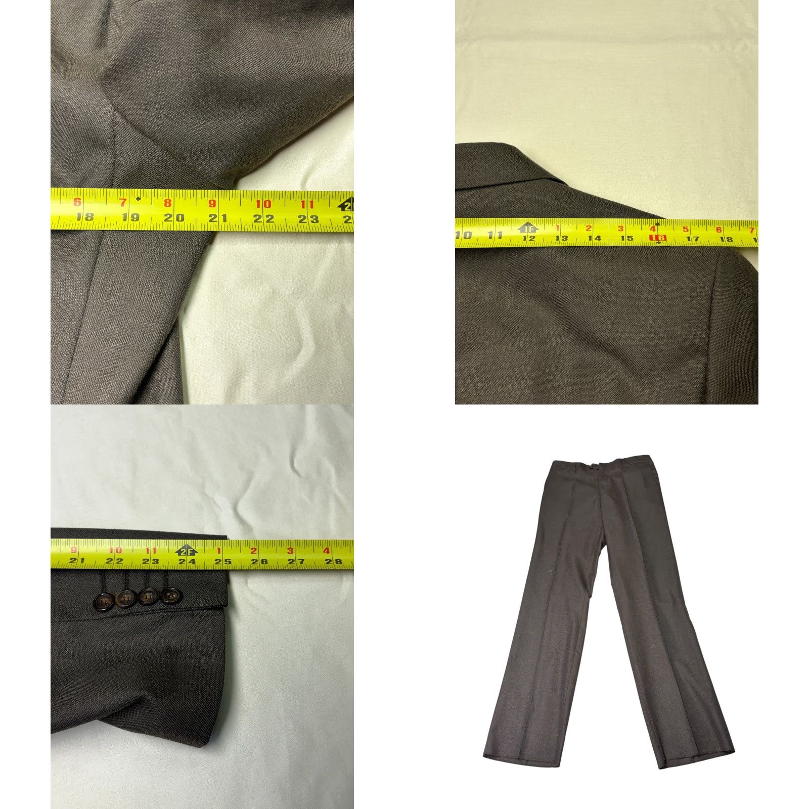 Vintage Creazioni Polidoro Antica Sartoria Two-Piece Suit Brown Wool 40 US 50UK Slim Classic Notch Lapel Men Formal Business Italy Size 40R - 9 Thumbnail