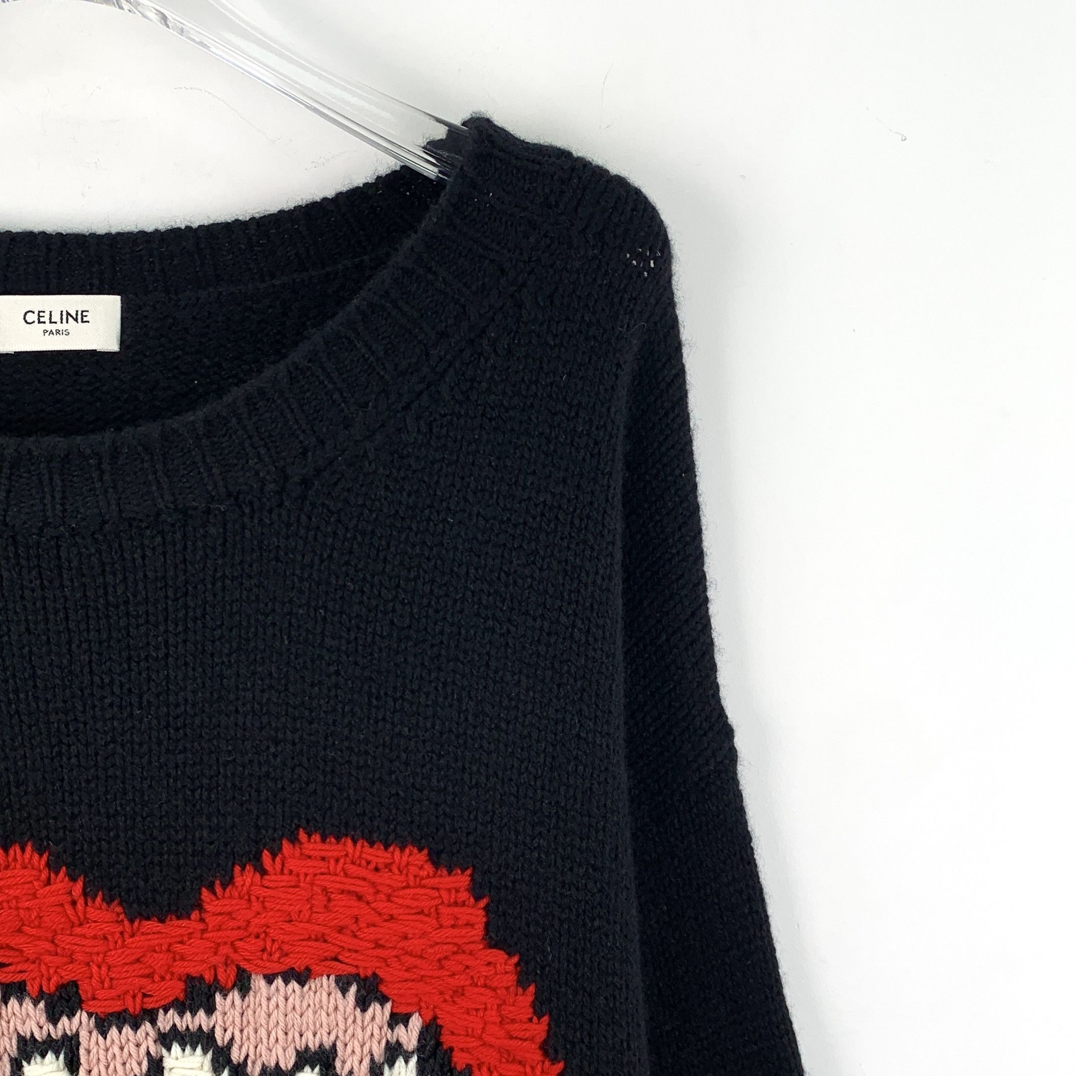 Celine Celine Black Wool Intarsia Sweater (XS) Size XS / US 0-2 / IT 36-38 - 7 Thumbnail
