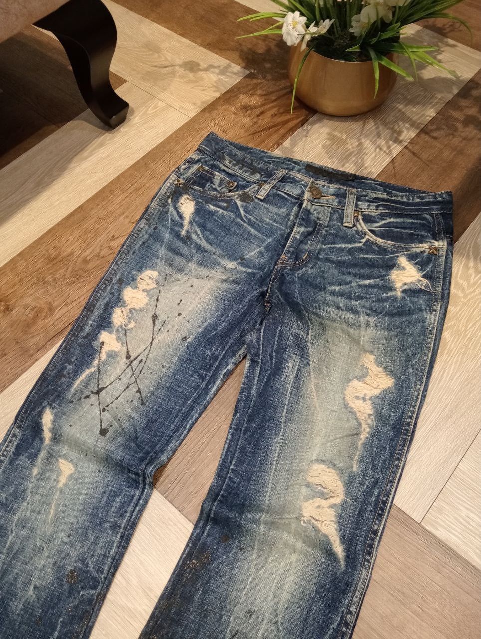 GOSTAR DE FUGA FUGA BLUE DISTRESSED FLARED DENIM PANTS Size US 30 / EU 46 - 5 Thumbnail