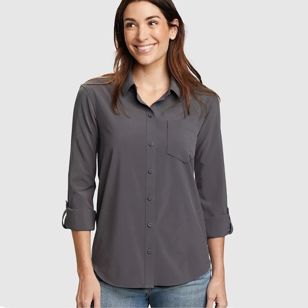 Eddie Bauer EDDIE BAUER Slim Fit Button up Ladies Shirt SIZ L Super Soft Size L / US 10 / IT 46 - 1 Thumbnail