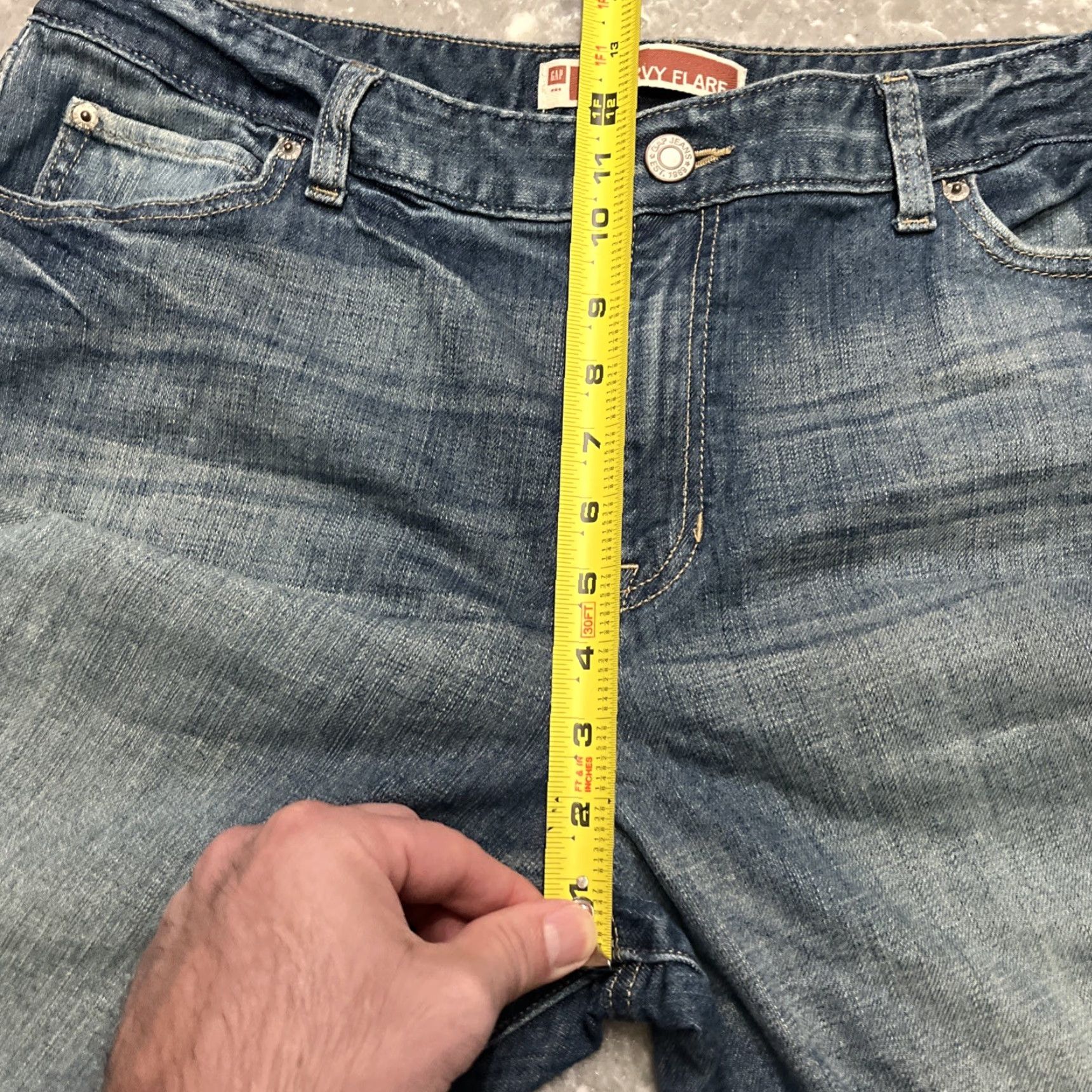 Gap Gap Jeans Women 18 Blue Denim 5-Pocket High Rise Flare Medium Wash Stretch Regular California? Size 40" / US 18 - 4 Thumbnail