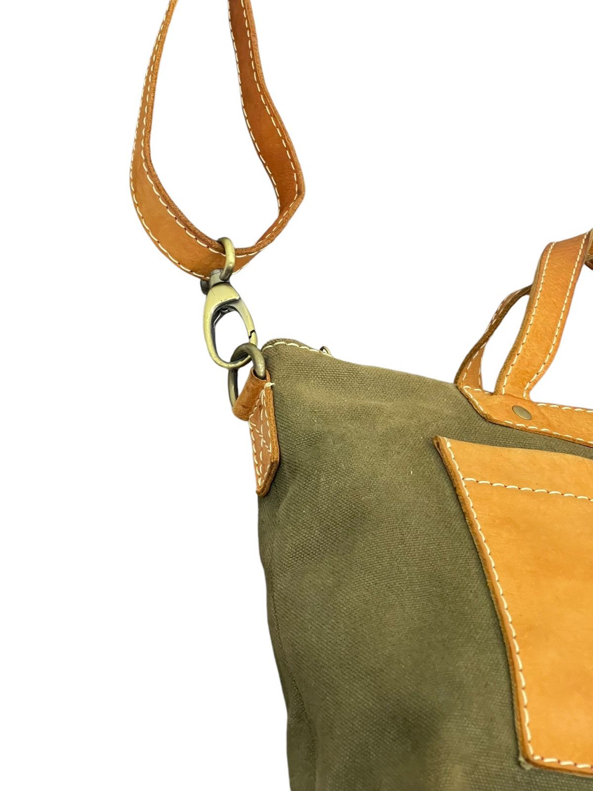 Japanese Brand Leather Cotton Canvas Fes Handmade Cross Body Bag 9🟩 Size ONE SIZE - 12 Thumbnail