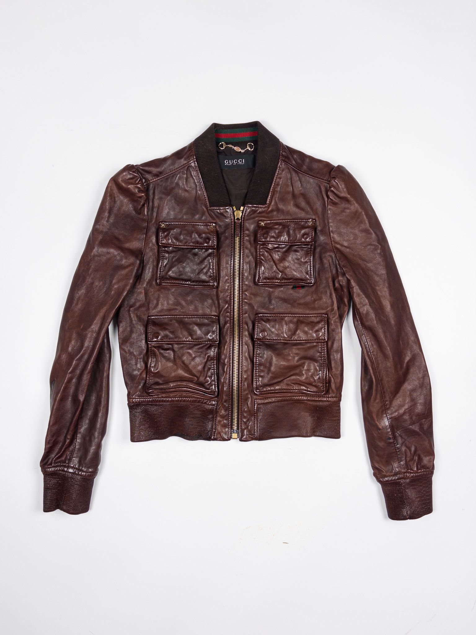 Gucci Gucci Leather Cropped Bomber Jacket Size M / US 6-8 / IT 42-44 - 2 Thumbnail