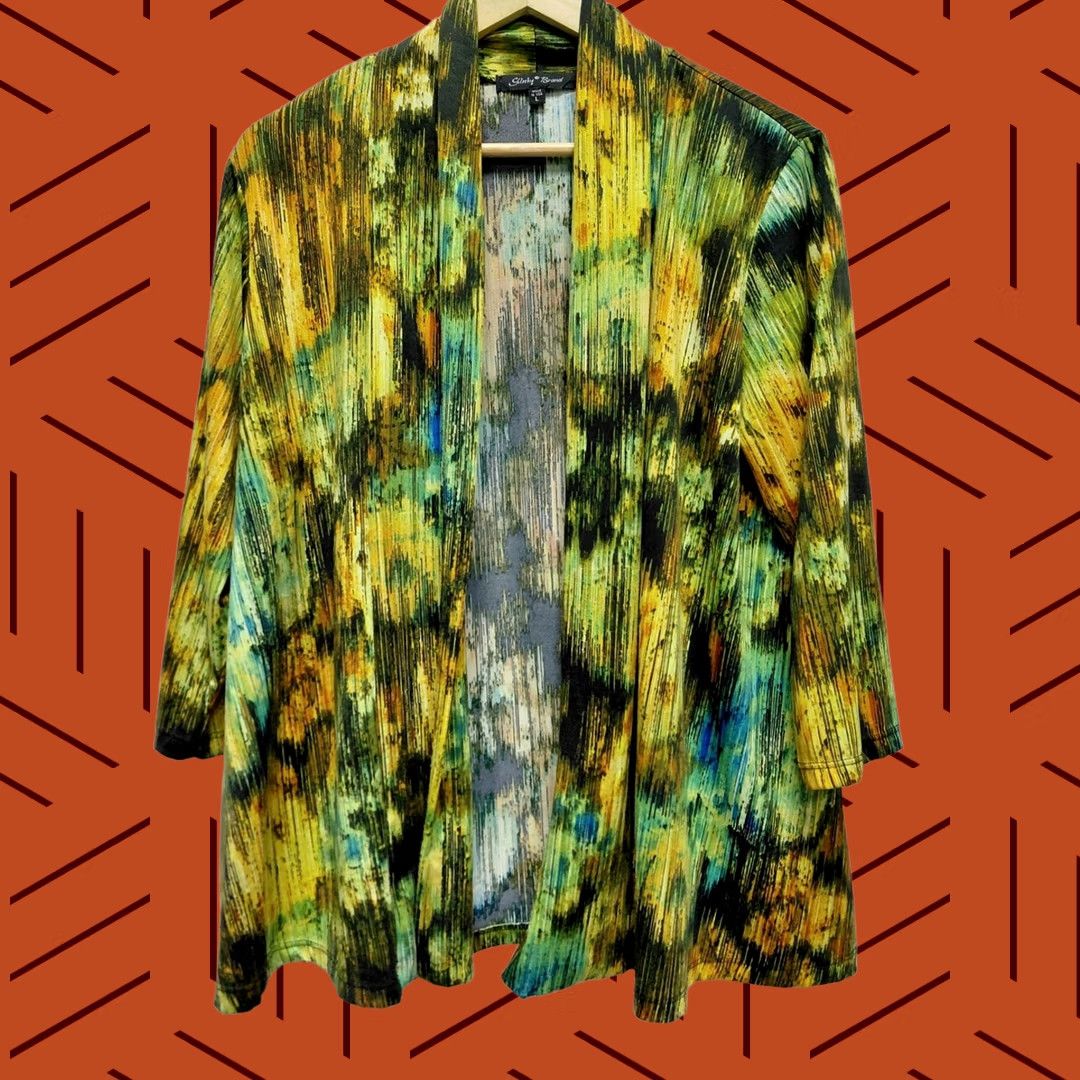J Brand Slinky Brand Open Front Multicolor Jacket L - USA Made Knit Size L / US 10 / IT 46 - 1 Thumbnail