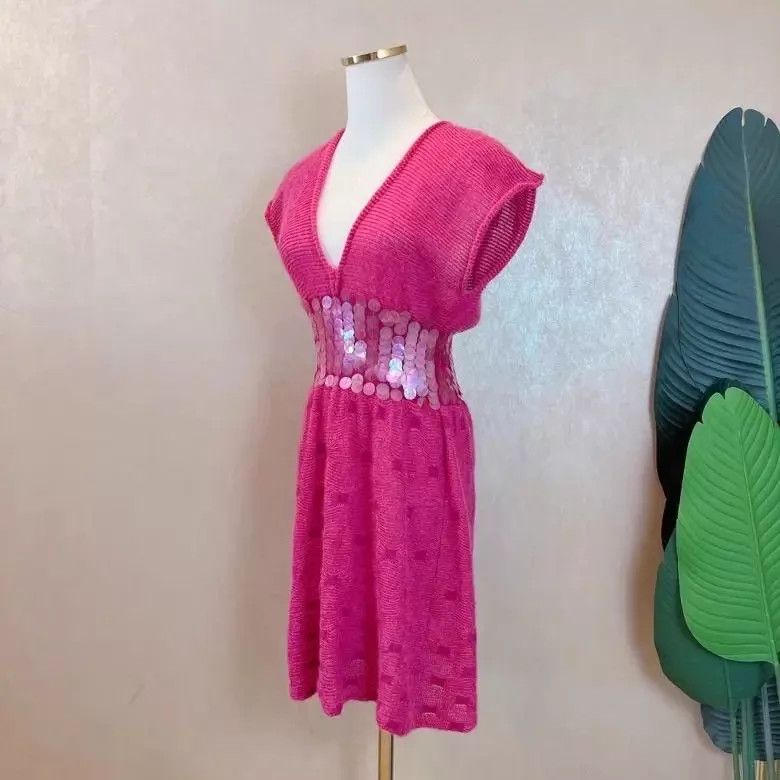Emporio Armani EMPORIO ARMANI pink knit sequin dress IT38 pre-owned Size XS / US 0-2 / IT 36-38 - 4 Thumbnail