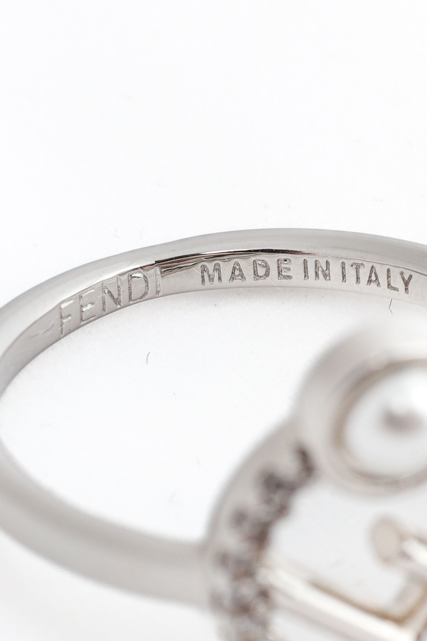 Fendi Fendi F is Fendi Pearl & Crystal Palladium-Plated Ring Size ONE SIZE - 4 Thumbnail