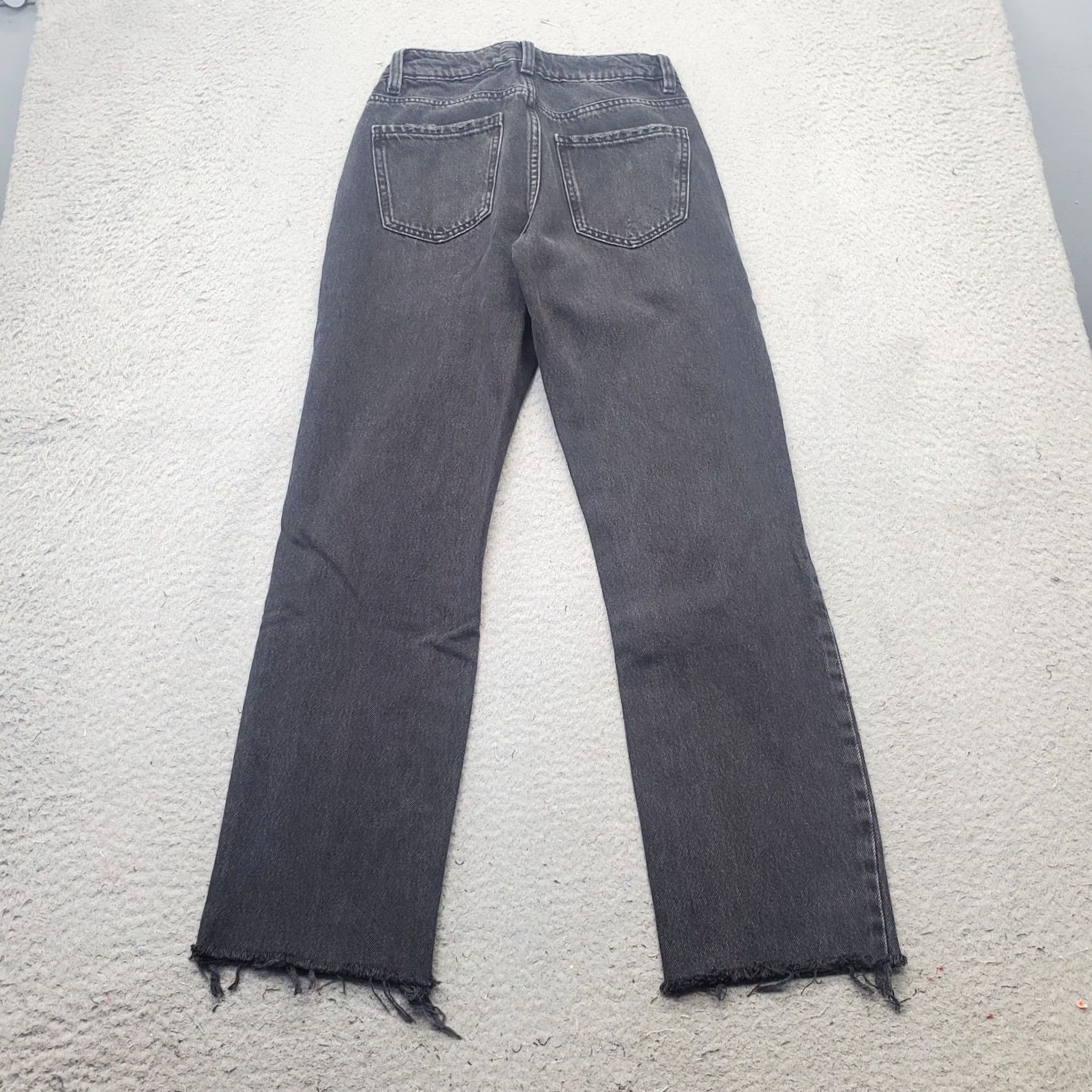 Garage VINTAGE Garage Jeans Womens 0 Black Denim Distressed Frayed Hem Straight Leg Size 25" / US 0 / IT 36 - 2 Thumbnail