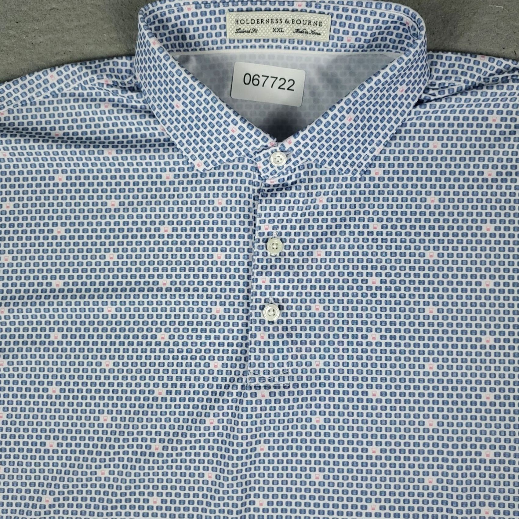 Vintage Holderness & Bourne Polo Shirt Mens 2XL Blue Geometric Golf Short Sleeve Size US XXL / EU 58 / 5 - 2 Thumbnail