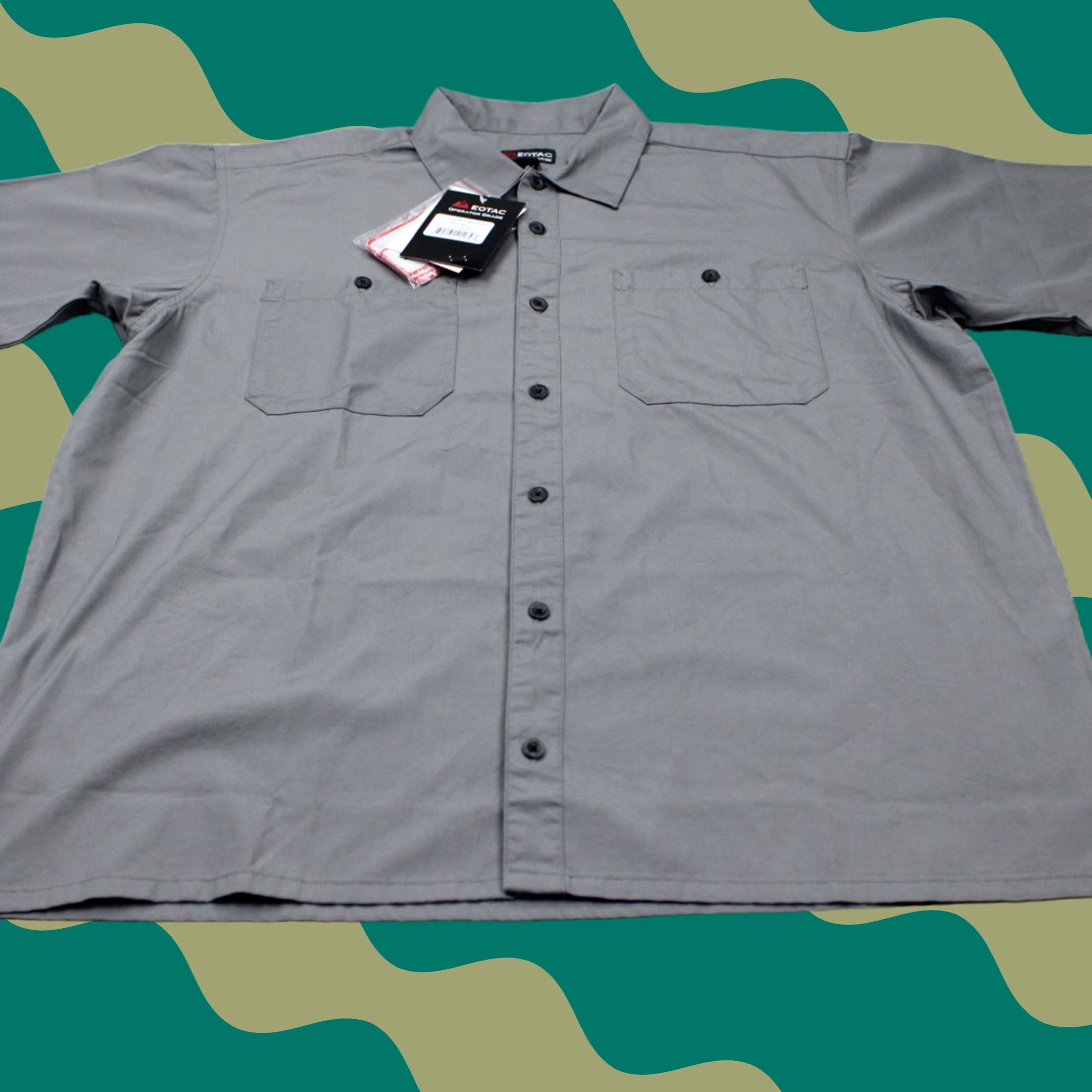 Vintage EOTAC Operator Grade Shirt Mens Large Gray Button-Up Short Sleeve Tactical 100% Cotton with Patches NWT Size US L / EU 52-54 / 3 - 1 Thumbnail