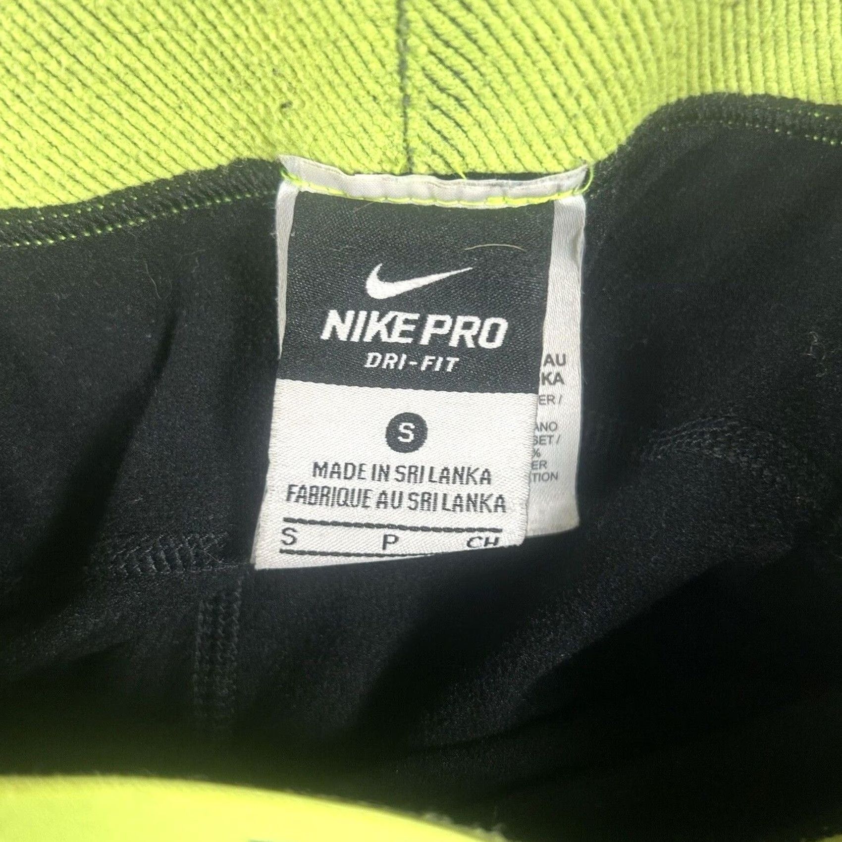 Nike Nike Pro Compression Pants Women S Black Neon Yellow Band Run Gym Athletic Size 28" / US 6 / IT 42 - 3 Thumbnail