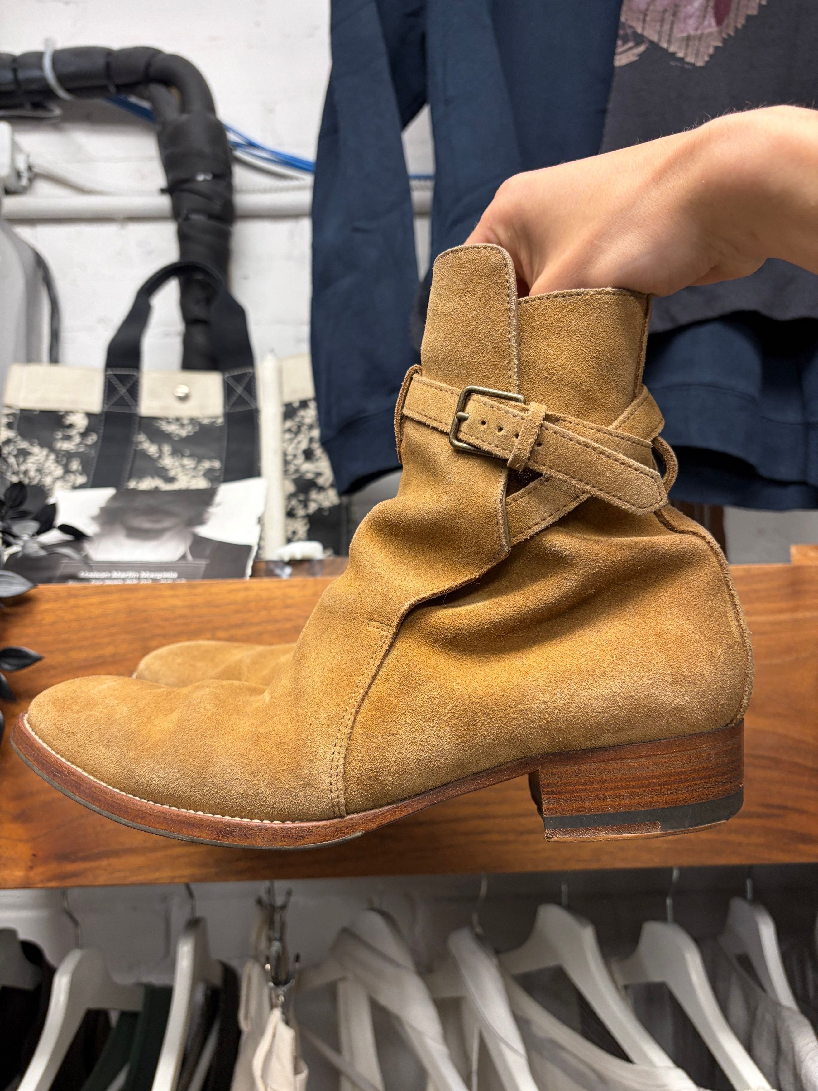 Saint Laurent Paris Saint Laurent ‘Jodhpur’ Brown Suede Harness Pointed Toe Ankle Boots Size US 7 / EU 40 - 1 Thumbnail