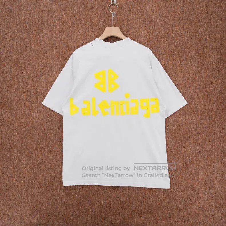 Balenciaga Balenciaga White vintage front and back tape logo short-sl Size US S / EU 44-46 / 1 - 2 Thumbnail