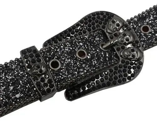V::Room All Black Shiny Rivet Design PU Leather Belt Size ONE SIZE - 3 Thumbnail