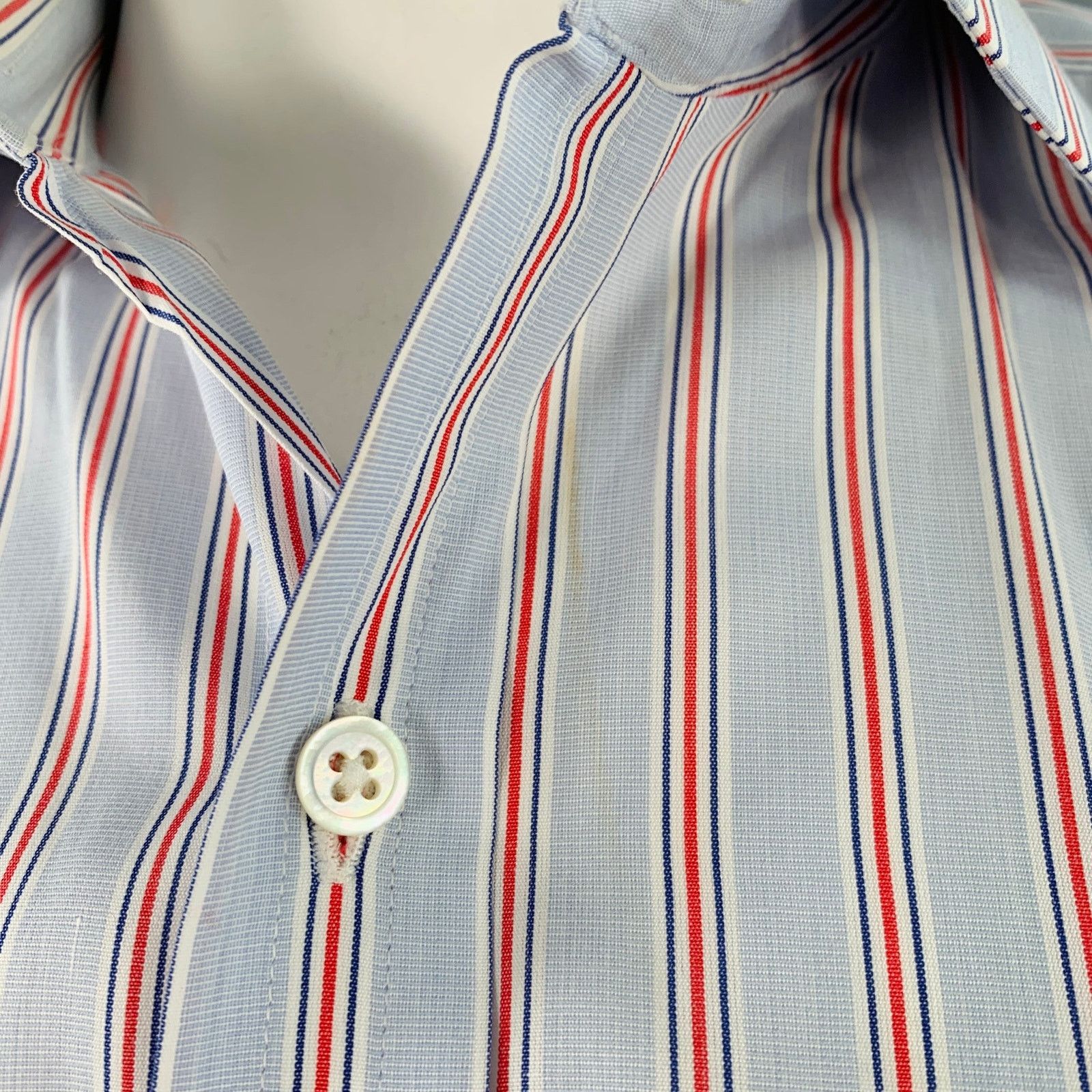Turnbull & Asser Size L Blue Navy Red Stripe Cotton Long Sleeve Shirt Size US L / EU 52-54 / 3 - 6 Thumbnail