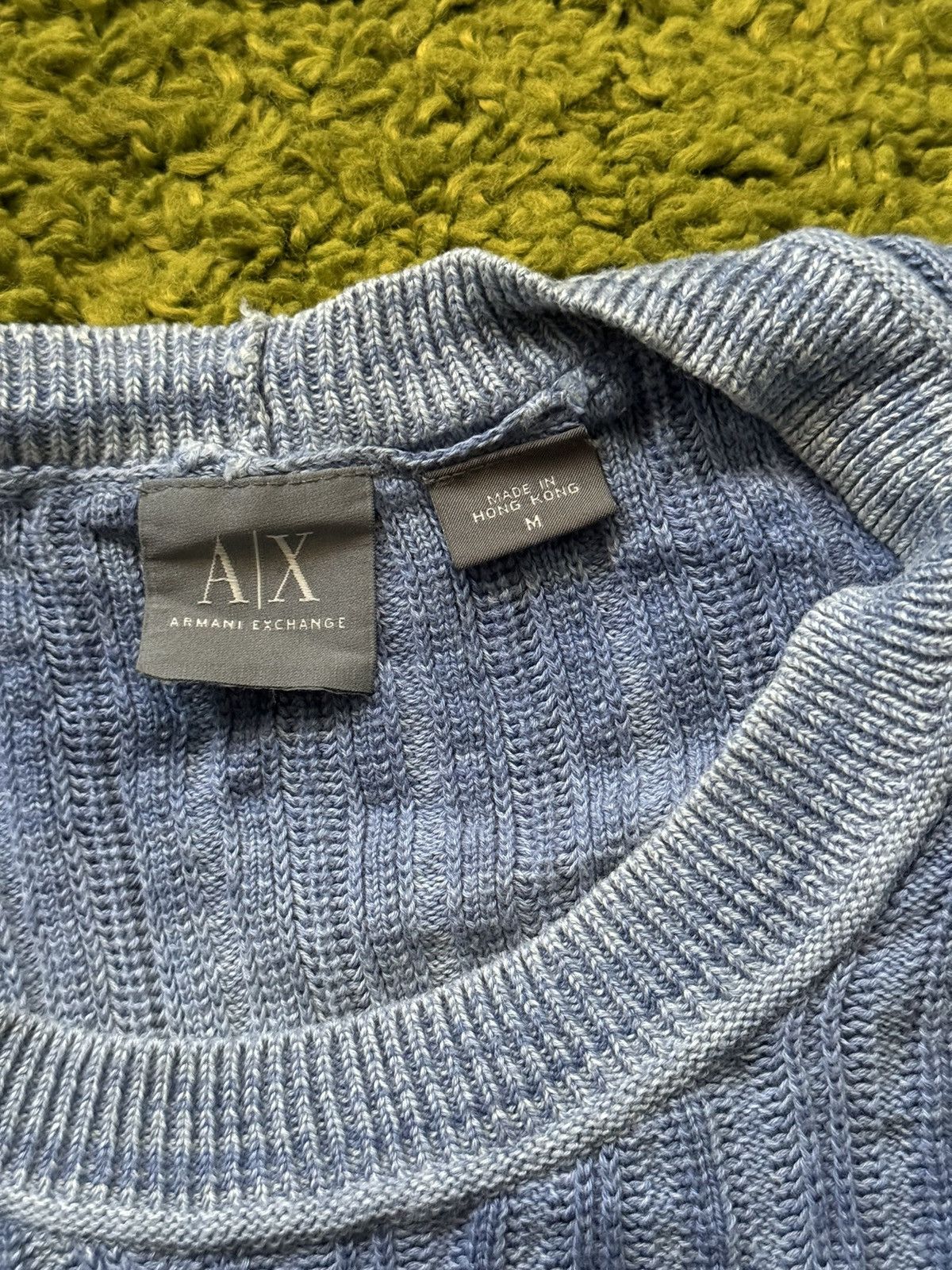 Armani × Armani Exchange × Vintage Armani Exchange Y2K washed graphite blue ribbed sweater Size US M / EU 48-50 / 2 - 3 Thumbnail