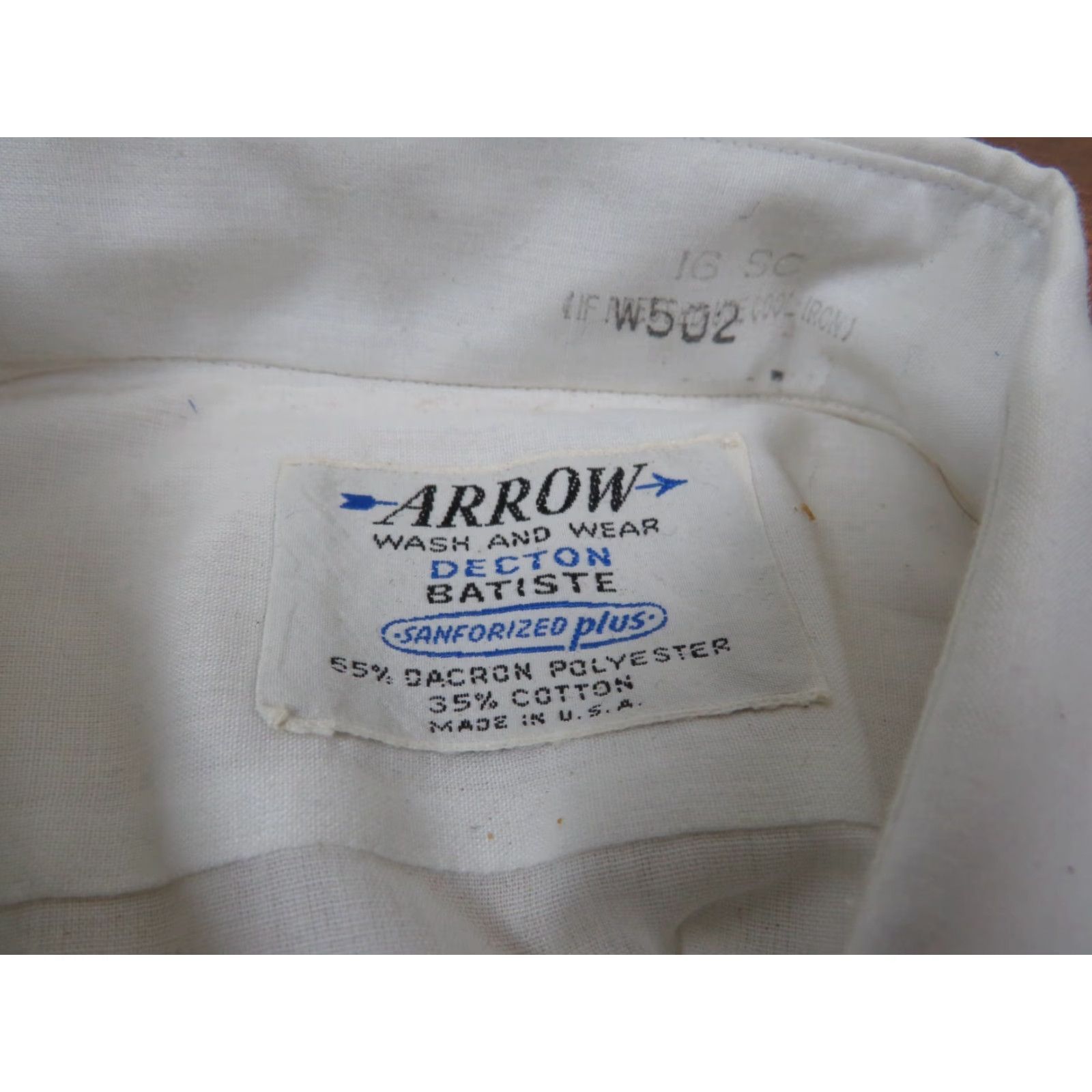 Arrow VINTAGE Arrow Sport Shirt Regular White 16 Men Button-Up Short Sleeve Cotton Polyester Blend NWT USA Size US L / EU 52-54 / 3 - 3 Thumbnail
