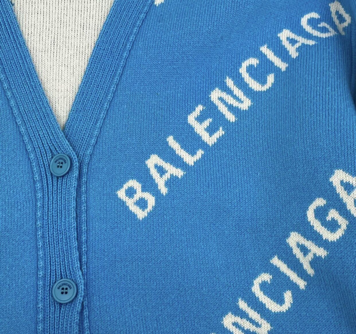 Balenciaga Balenciaga sky blue full classic logo knitted cardigan shirt Size US XS / EU 42 / 0 - 8 Thumbnail