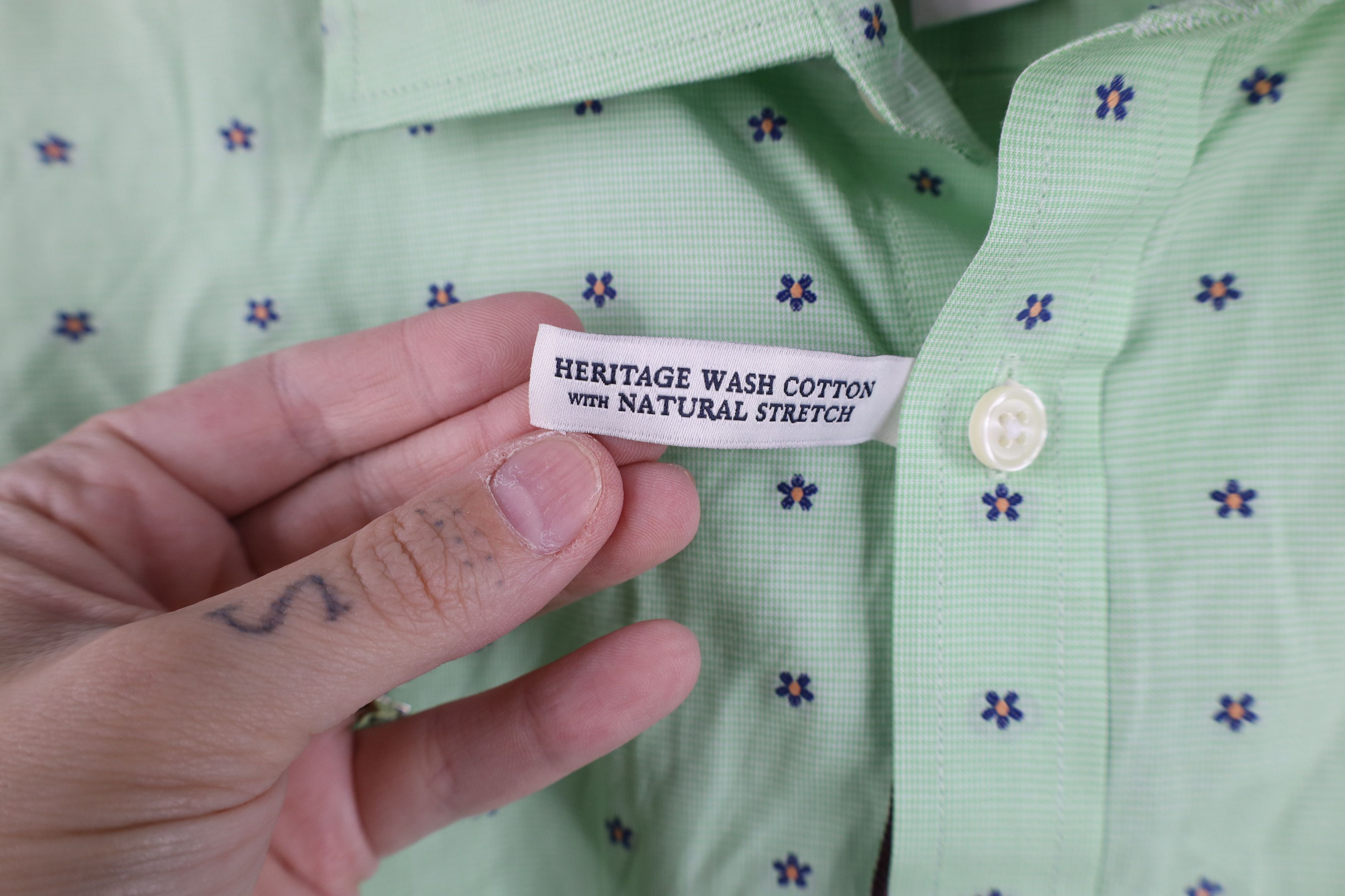 Jos. A. Bank New Jos A Bank Flower Stretch Collared Button Shirt Green Size US XXL / EU 58 / 5 - 4 Thumbnail