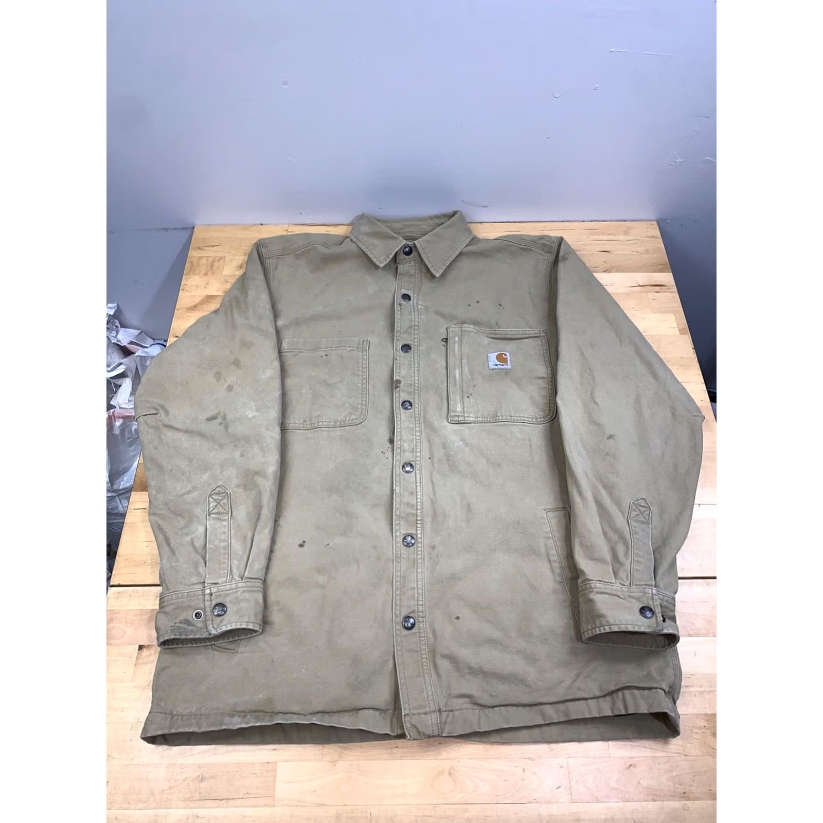 Carhartt Carhartt Rugged Flex Shirt Jacket Shacket Men L Canvas Fleece Lined 13165 Brown Long Sleeve Workwear Casual Size US L / EU 52-54 / 3 - 2 Thumbnail