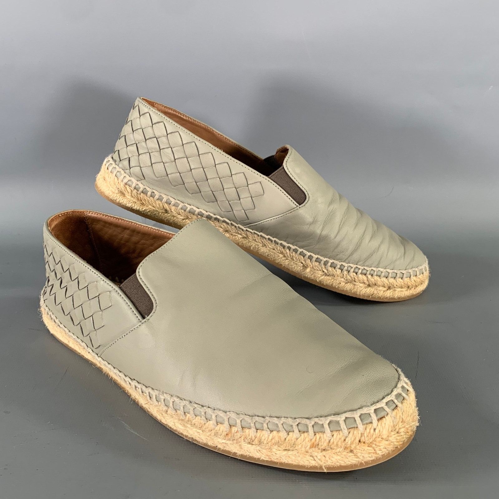Bottega Veneta BOTTEGA VENETA Size 9 Grey Leather Woven Espadrille Flats Size US 9 / EU 42 - 1 Thumbnail