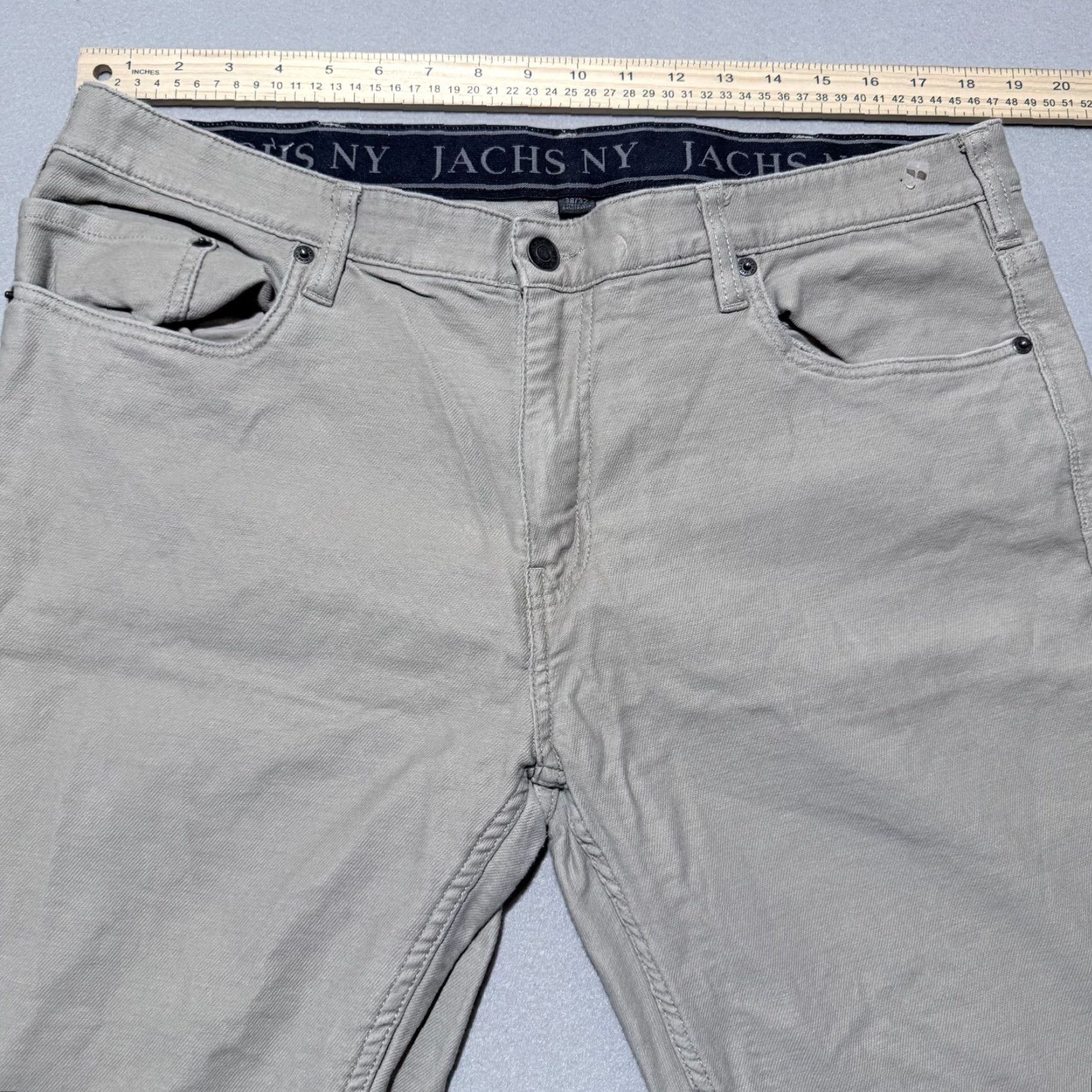 Vintage VINTAGE JACHS New York Mid-Weight 5-Pocket Stretch Pants Men Beige Straight 38X32 Size US 38 / EU 54 - 3 Thumbnail