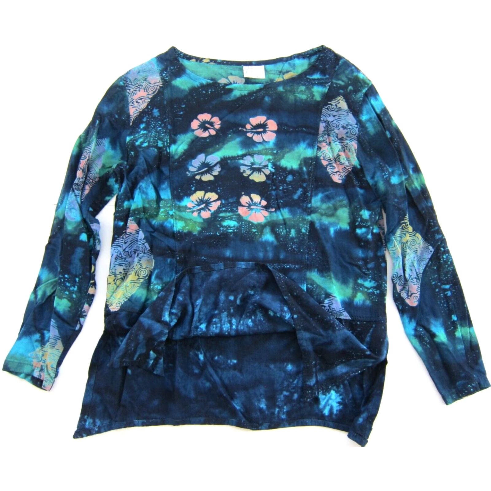 Vintage Vtg Global Village Blouse Long Sleeve Tie Dye Rayon Green M Women Size M / US 6-8 / IT 42-44 - 5 Thumbnail