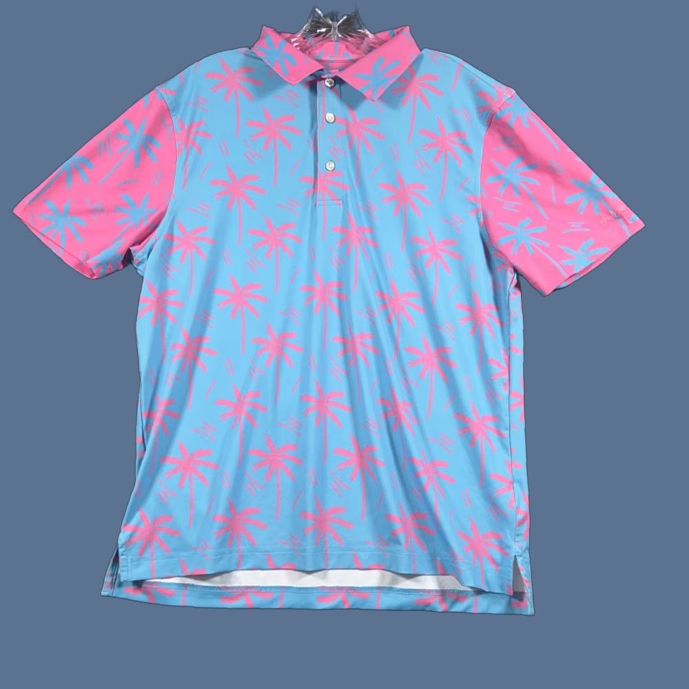 Chubbies Chubbies Polo Shirt Mens S Blue Floral Hawaiian 90s Quick Dry Breathable Stretch Golf Polo Shirt Size US S / EU 44-46 / 1 - 1 Thumbnail