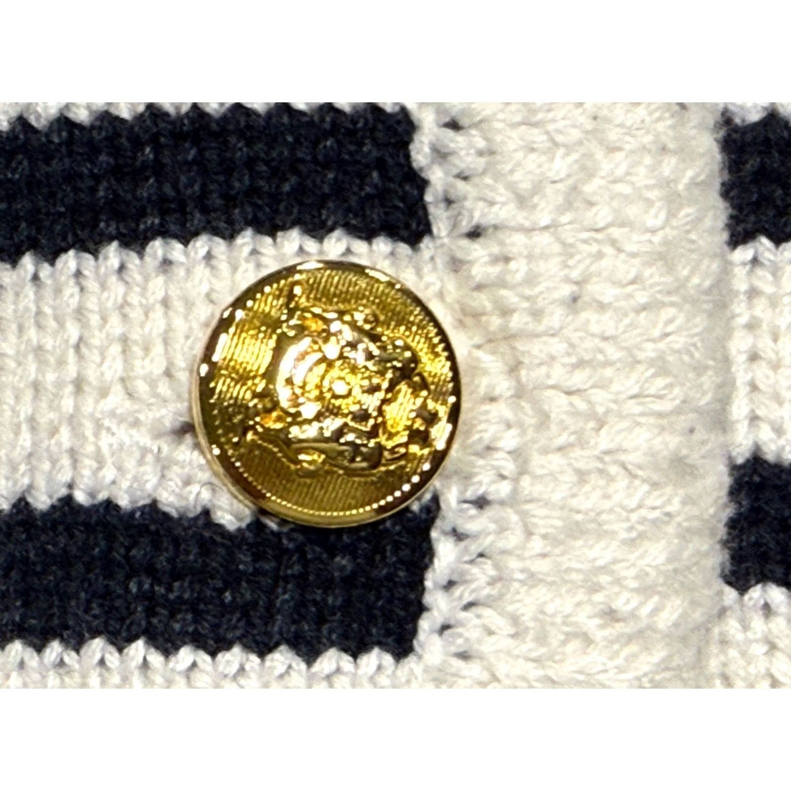 Vintage VINTAGE Hyacinth House Maybourne Cardigan White Striped Gold Button XL Women Sweater Size XL / US 12-14 / IT 48-50 - 2 Thumbnail