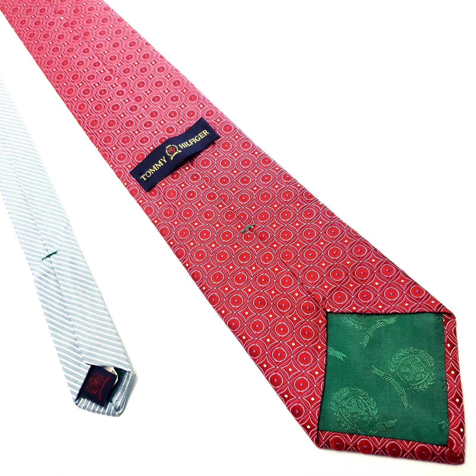 Tommy Hilfiger Tommy Hilfiger Red Silk Tie Woven Check Size ONE SIZE - 3 Thumbnail
