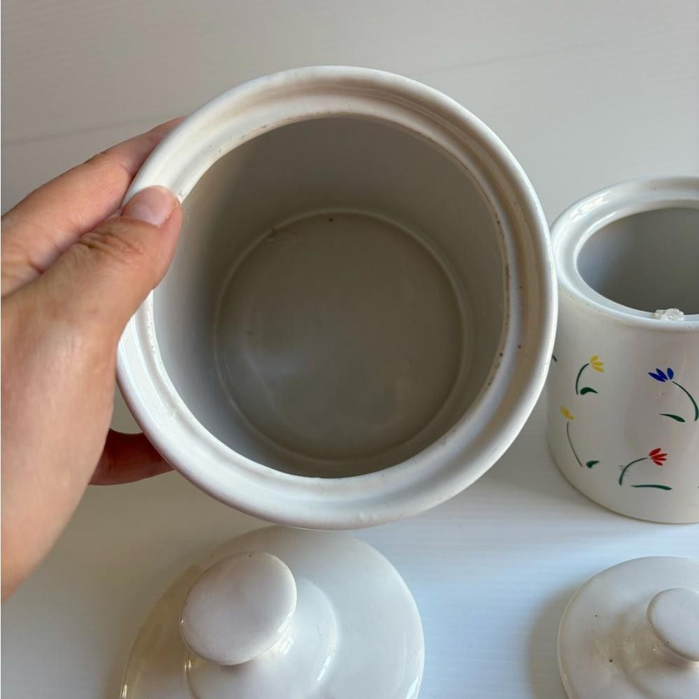 Designer Vintage 1990 Set of 2 Ceramic Counter Jars with Lids Size ONE SIZE - 4 Thumbnail