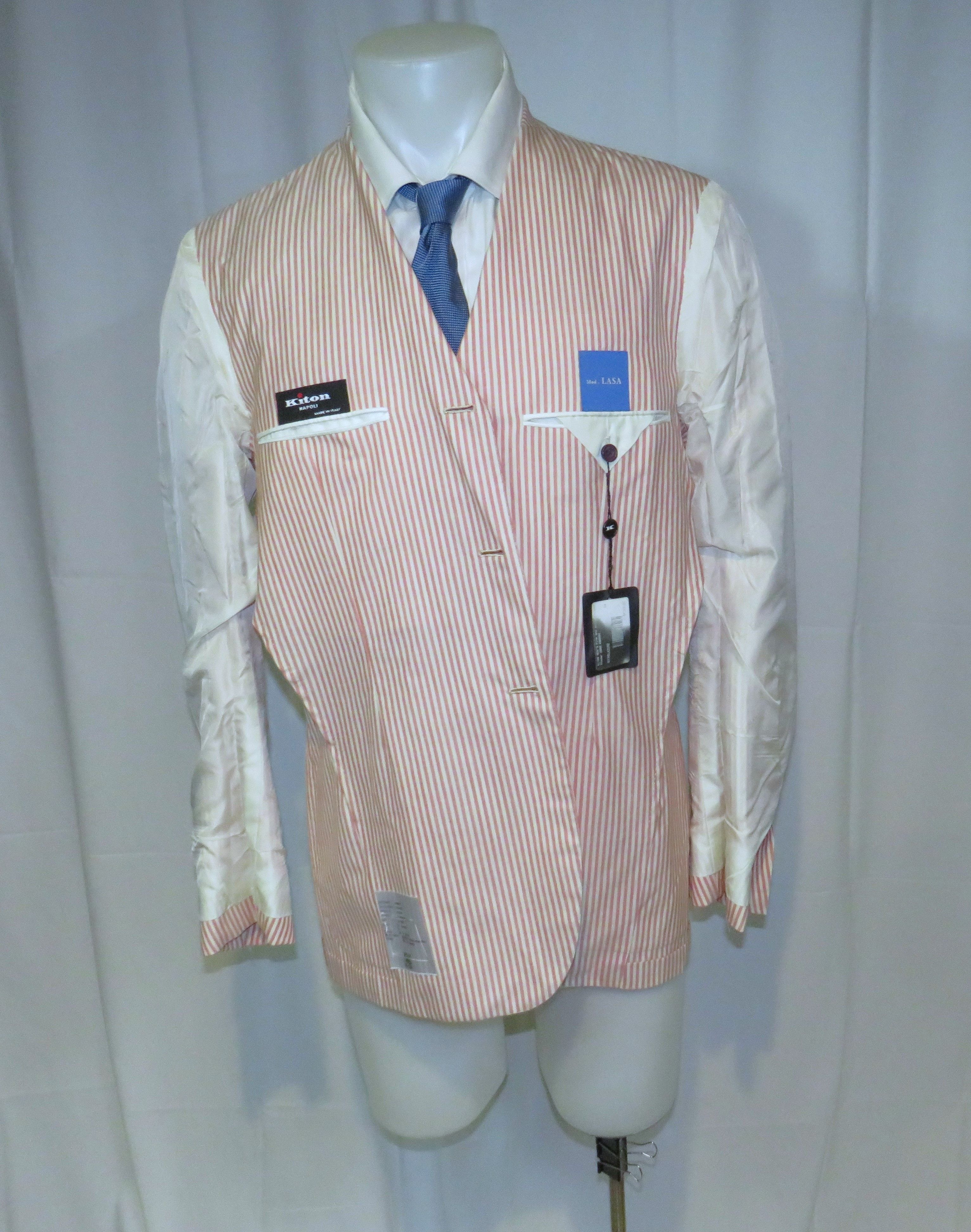 Kiton Cashmere Blend White Red Stripe Three/Two Blazer 42R NWT Size 42R - 11 Thumbnail