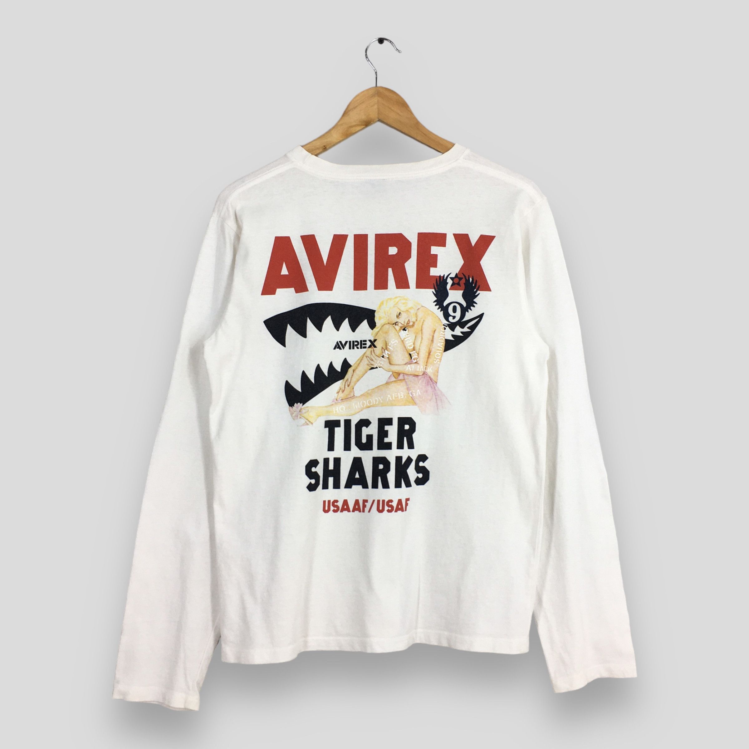 Vintage Avirex Tiger Sharks Air Force T shirt Medium