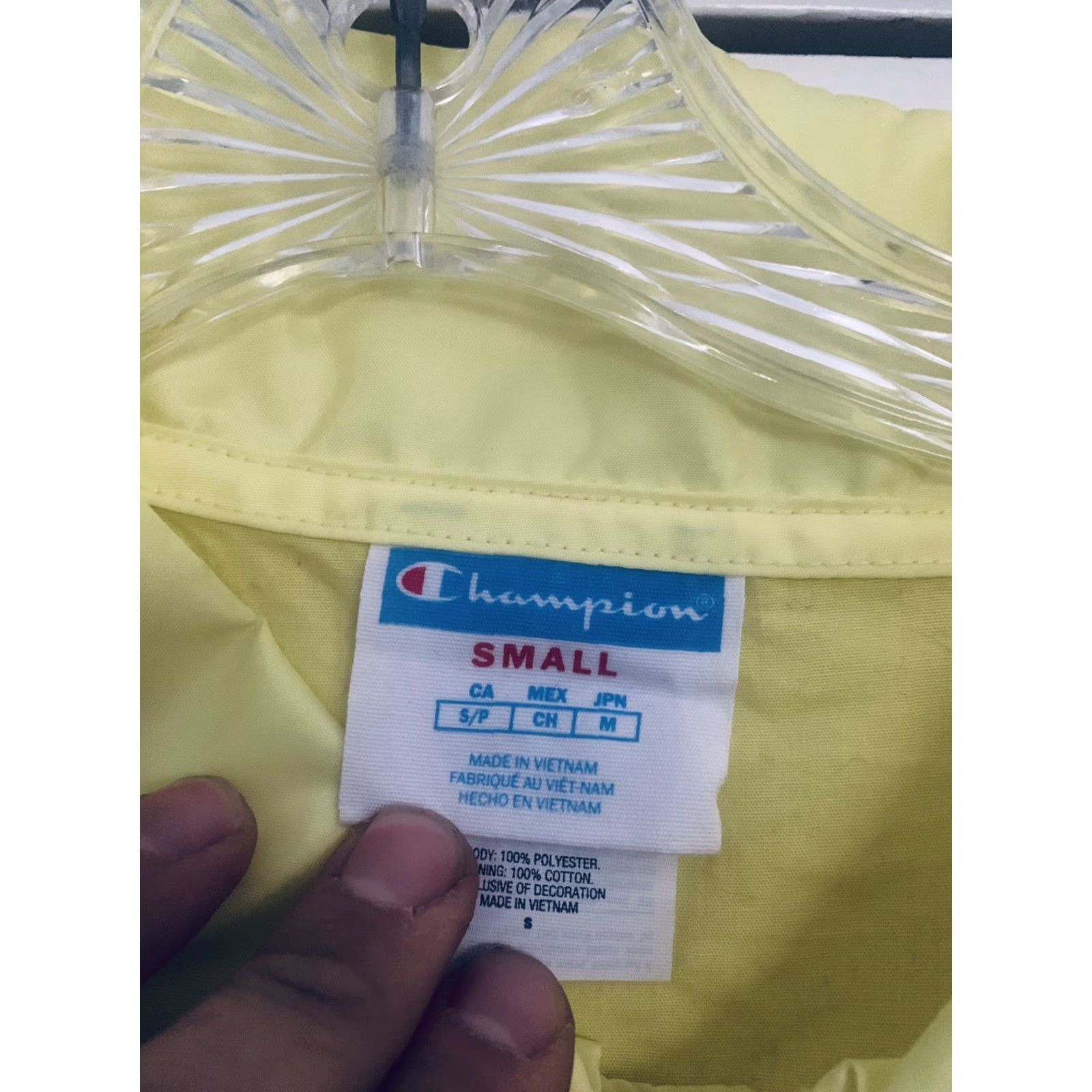 Champion Champion Womens Jacket Long Sleeve Crop Logo Sleeve Size: S Yellow Windbreaker Regular Size S / US 4 / IT 40 - 3 Thumbnail