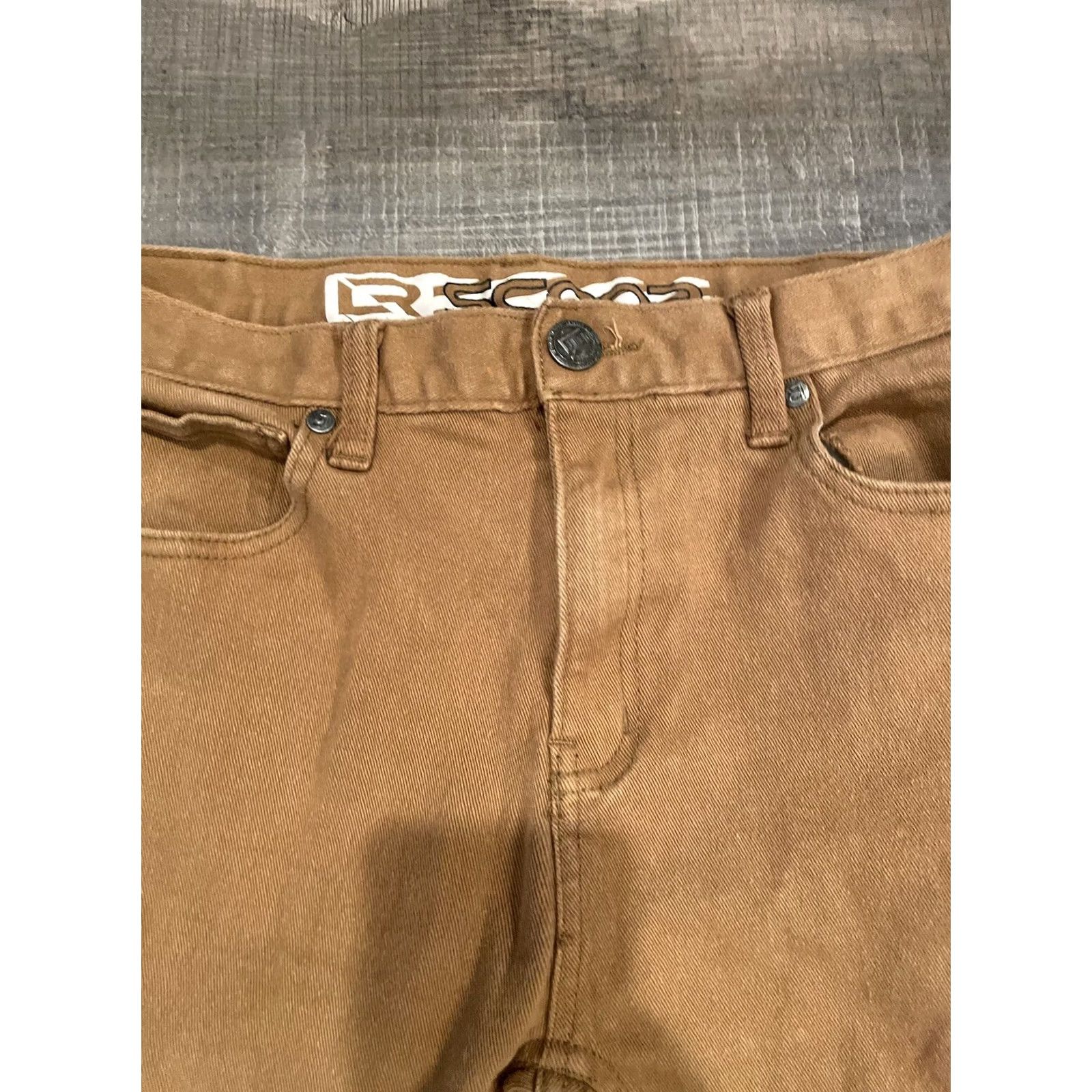 Denime LR Scoop Jeans Mens 32 Blue Tan Skinny Ribbed Stretch Denim Size 34x32 32x27 Skater F417 Size US 32 / EU 48 - 2 Thumbnail