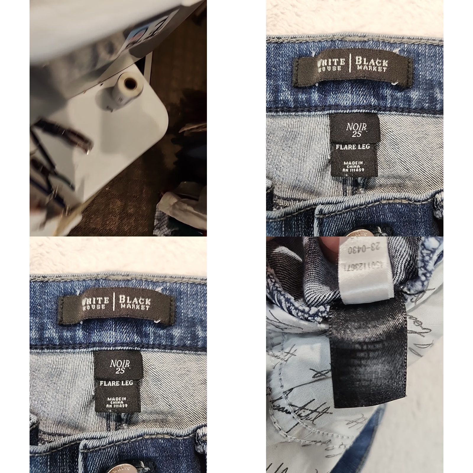White House Black Market VINTAGE White House Black Market Jeans Womens 25 Noir Flare Leg Stretch Blue Denim Regular 5-Pocket Pattern Solid Medium Wash Size 42" / US 20 - 9 Thumbnail