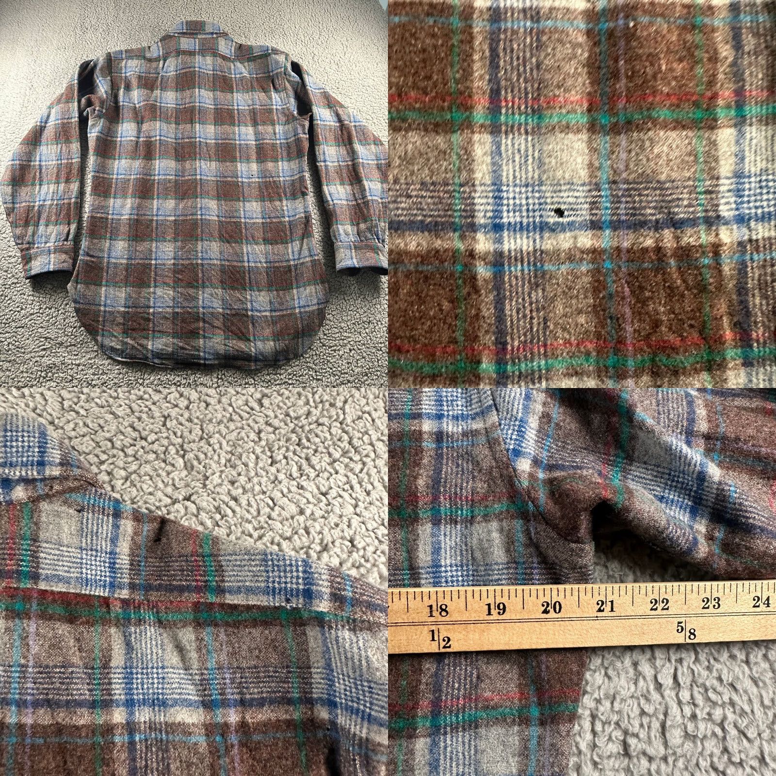 Pendleton VINTAGE Pendleton Shirt Mens M Brown Gray Plaid Wool USA Button-Up 70s Size US M / EU 48-50 / 2 - 8 Thumbnail