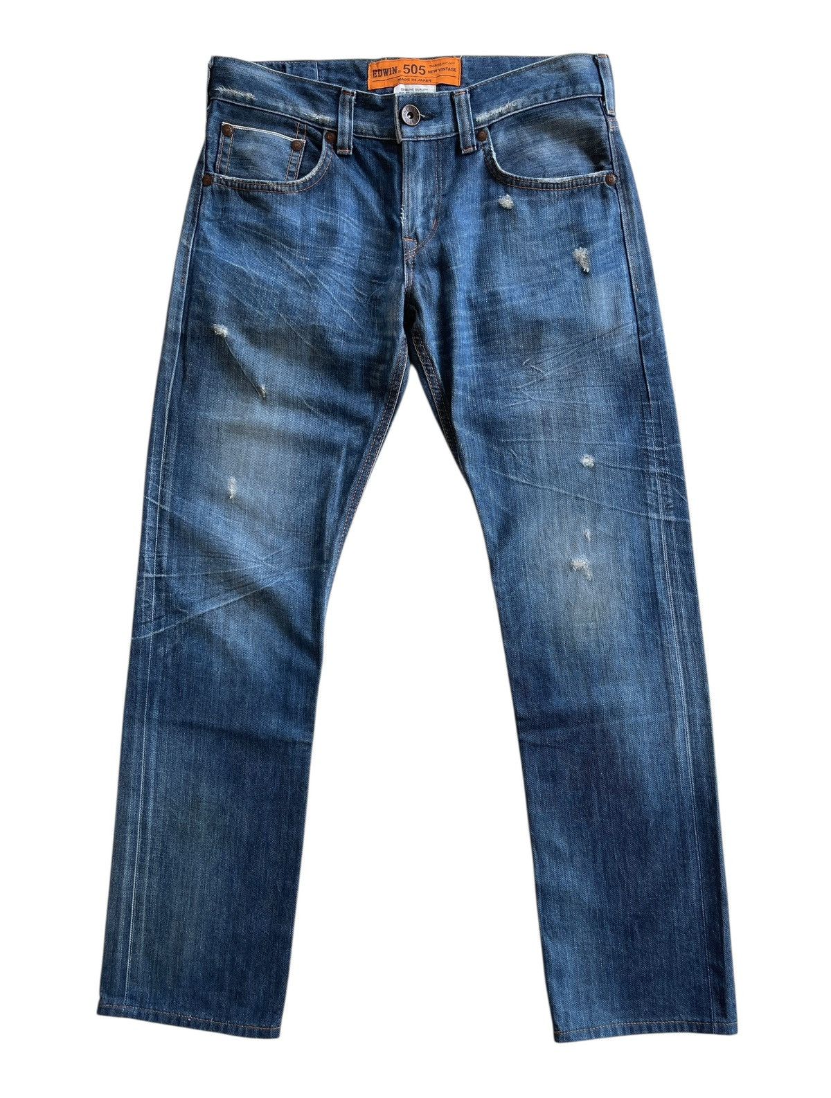 Japanese Brand Edwin Limited Blue Selvedge Buckleback Distressed Denim Size US 31 - 1 Thumbnail