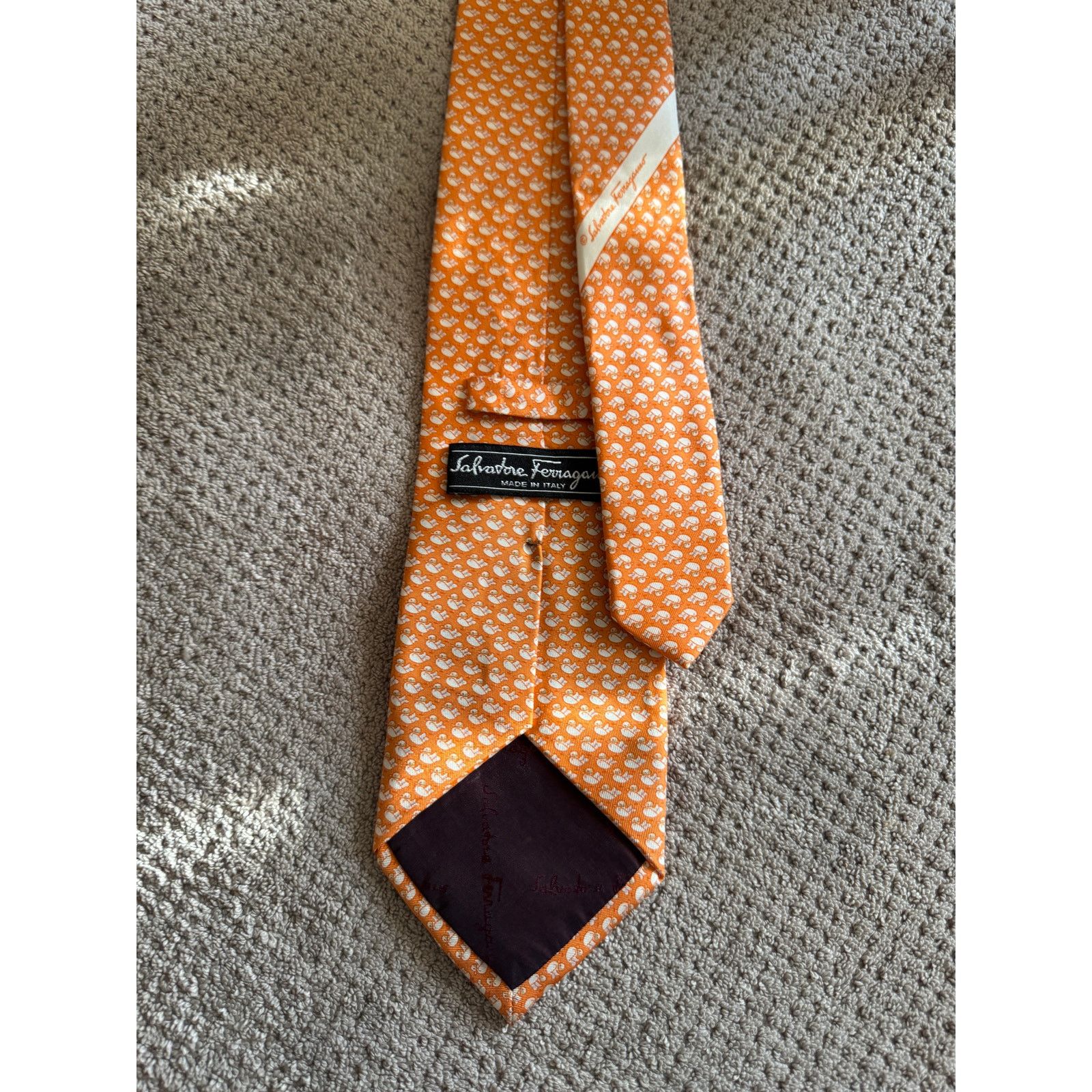Salvatore Ferragamo Men's Salvatore Ferragamo Beautiful Peach Elephants Tie Size ONE SIZE - 4 Thumbnail