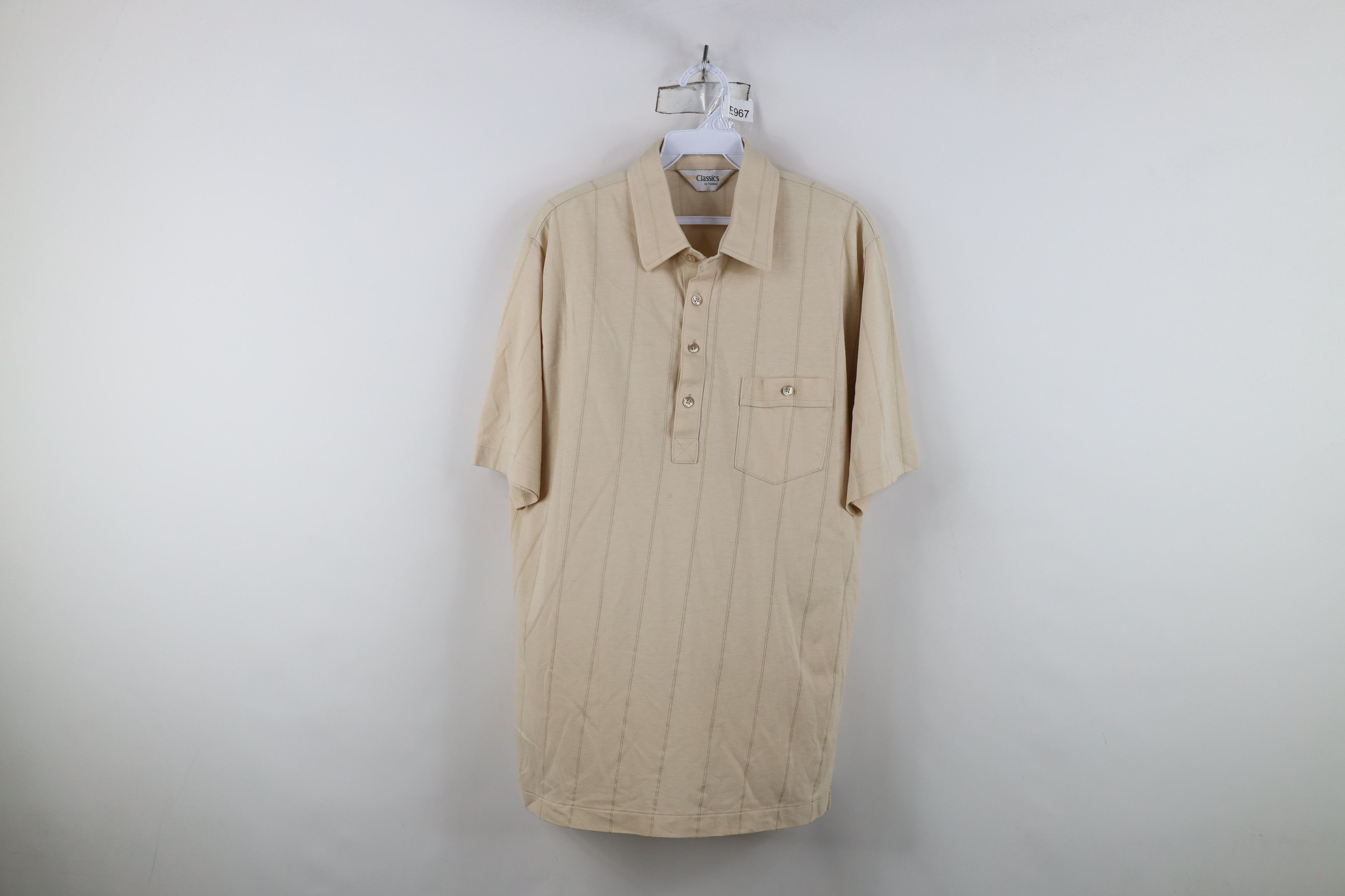 Vintage Vintage 90s Streetwear Striped Knit Golf Polo Shirt Beige Size US L / EU 52-54 / 3 - 1 Thumbnail