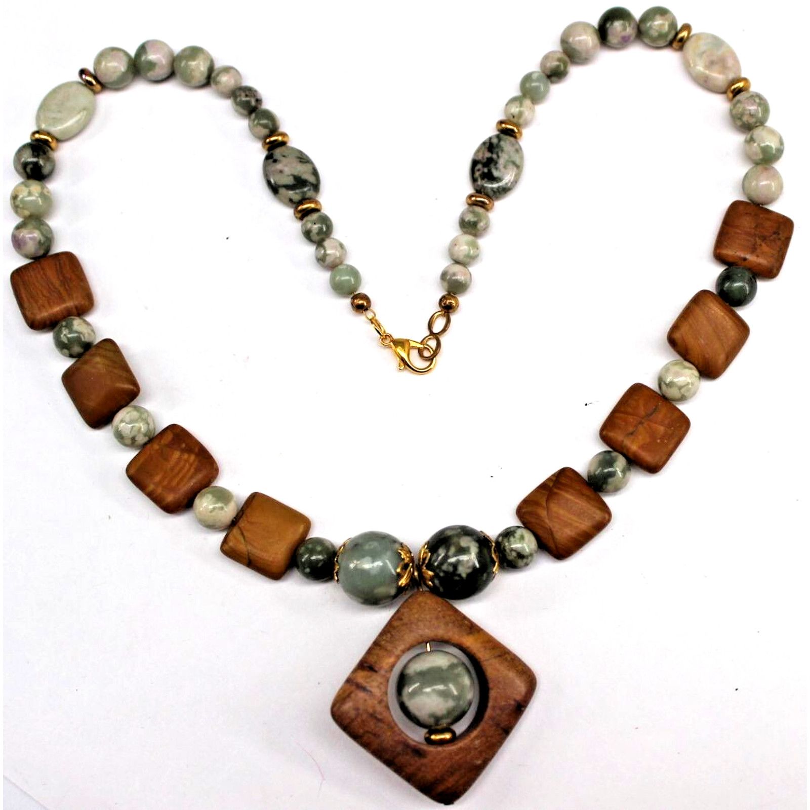 Other Wood & Jasper Bead Necklace 19" • Gray Moss Size ONE SIZE - 3 Thumbnail