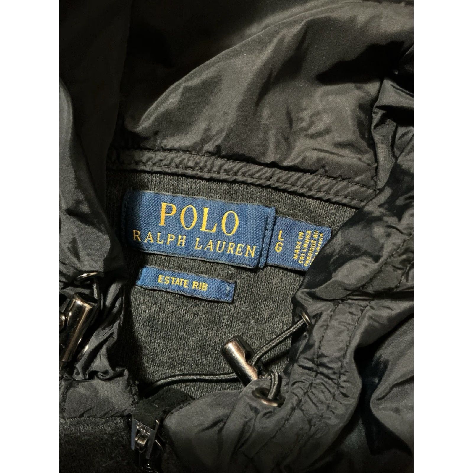 Polo Ralph Lauren VINTAGE Polo Ralph Lauren Pony Logo Estate Rib Charcoal Grey Black Tech Full Zip Jacket Men L Gray Logo Estate Rib Full Zip Men L Size US L / EU 52-54 / 3 - 6 Thumbnail
