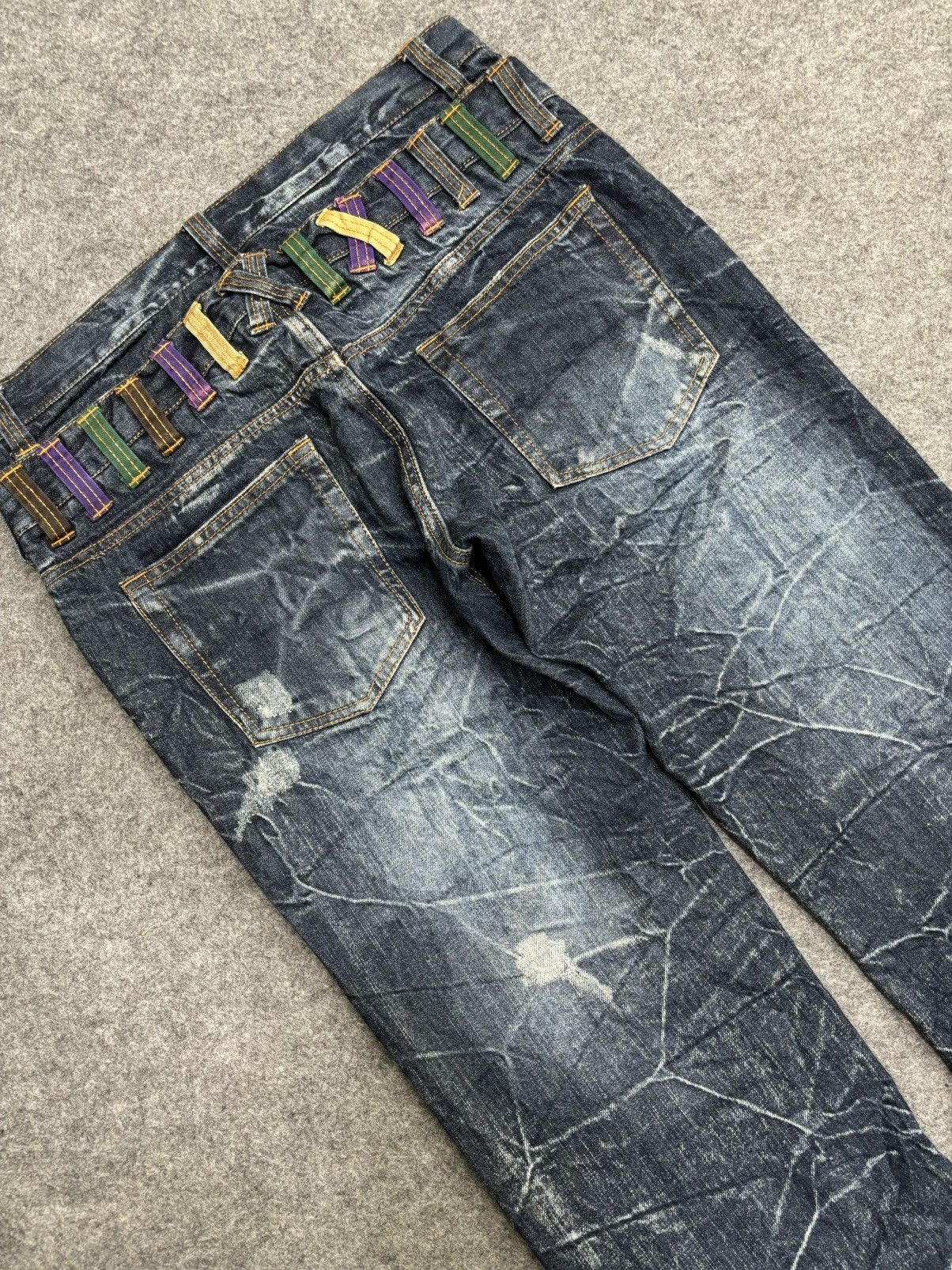 Japanese Brand 💥Double Waist💥Insane Japan Style Nylaus Distressd Denim F514 Size US 32 / EU 48 - 18 Thumbnail