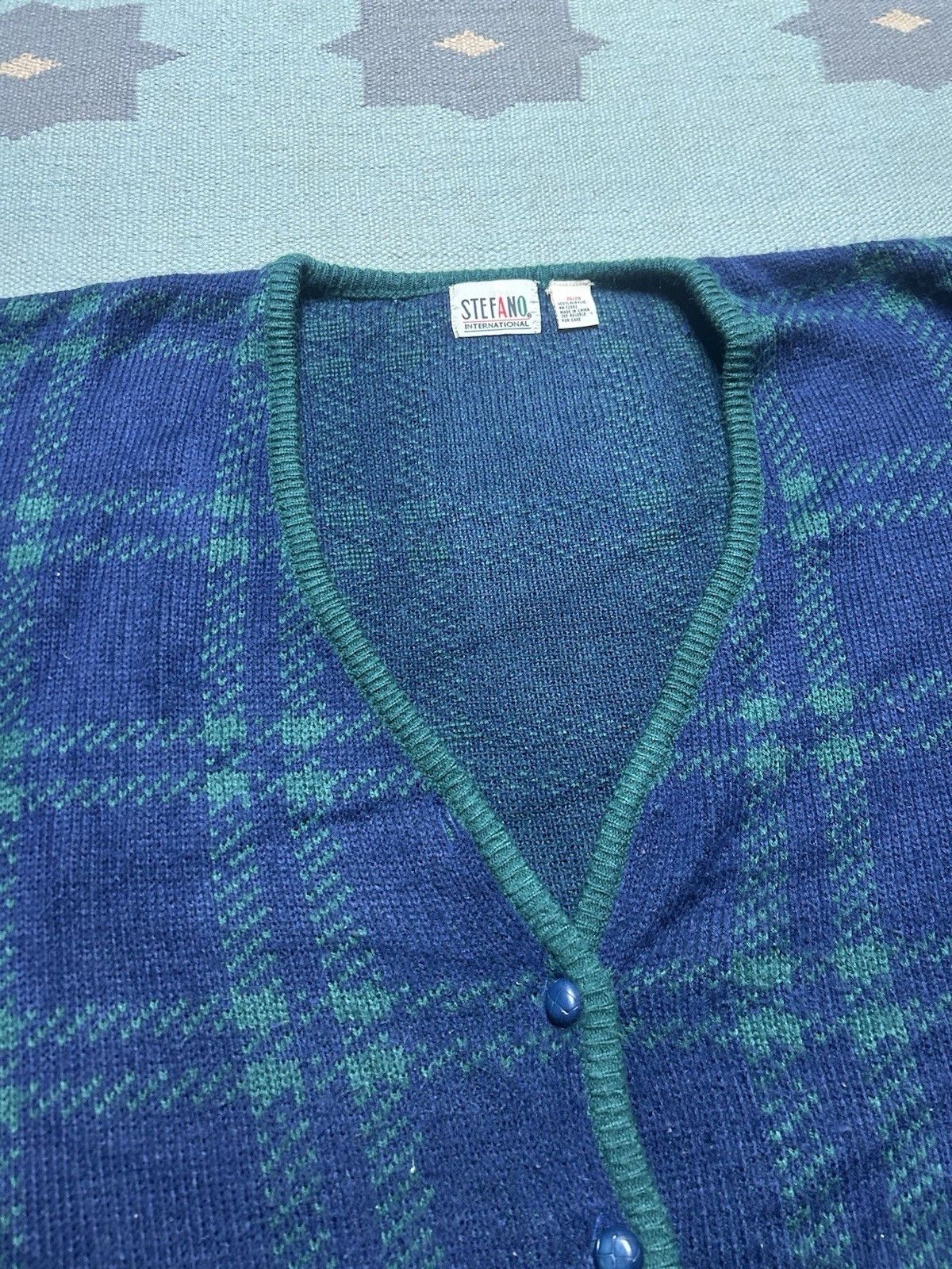 Vintage Stefano international cardigan sweater plaid women’s 26/28 Size XXL / US 16-18 / IT 52-54 - 3 Thumbnail