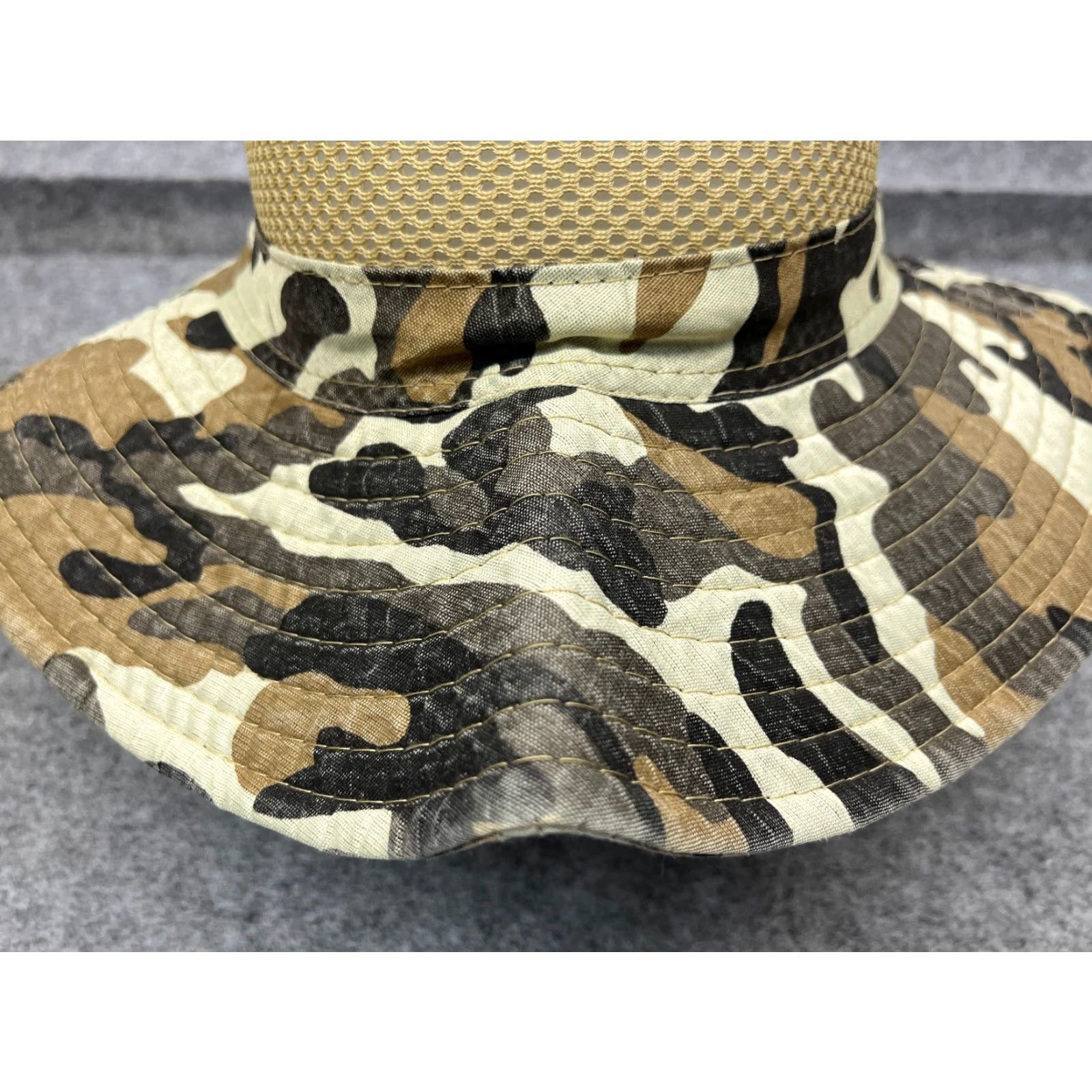 Vintage Camouflage Boonie Hat Adult One Size Beige Camo Polyester Fish Hike Camp Size ONE SIZE - 3 Thumbnail