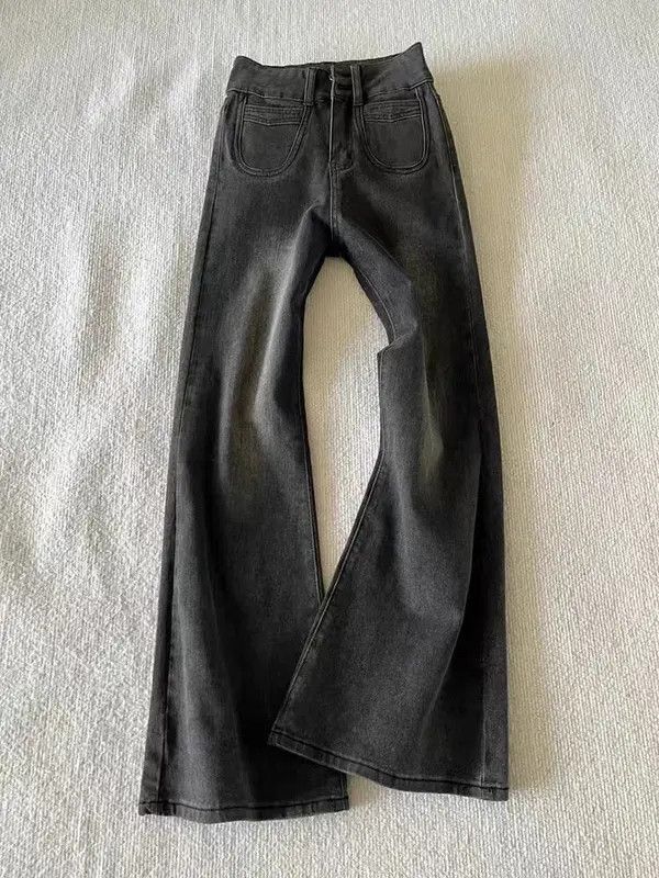 VIBE Street Y2K vintage washed black baggy micro flare jeans Size US 34 / EU 50 - 2 Thumbnail