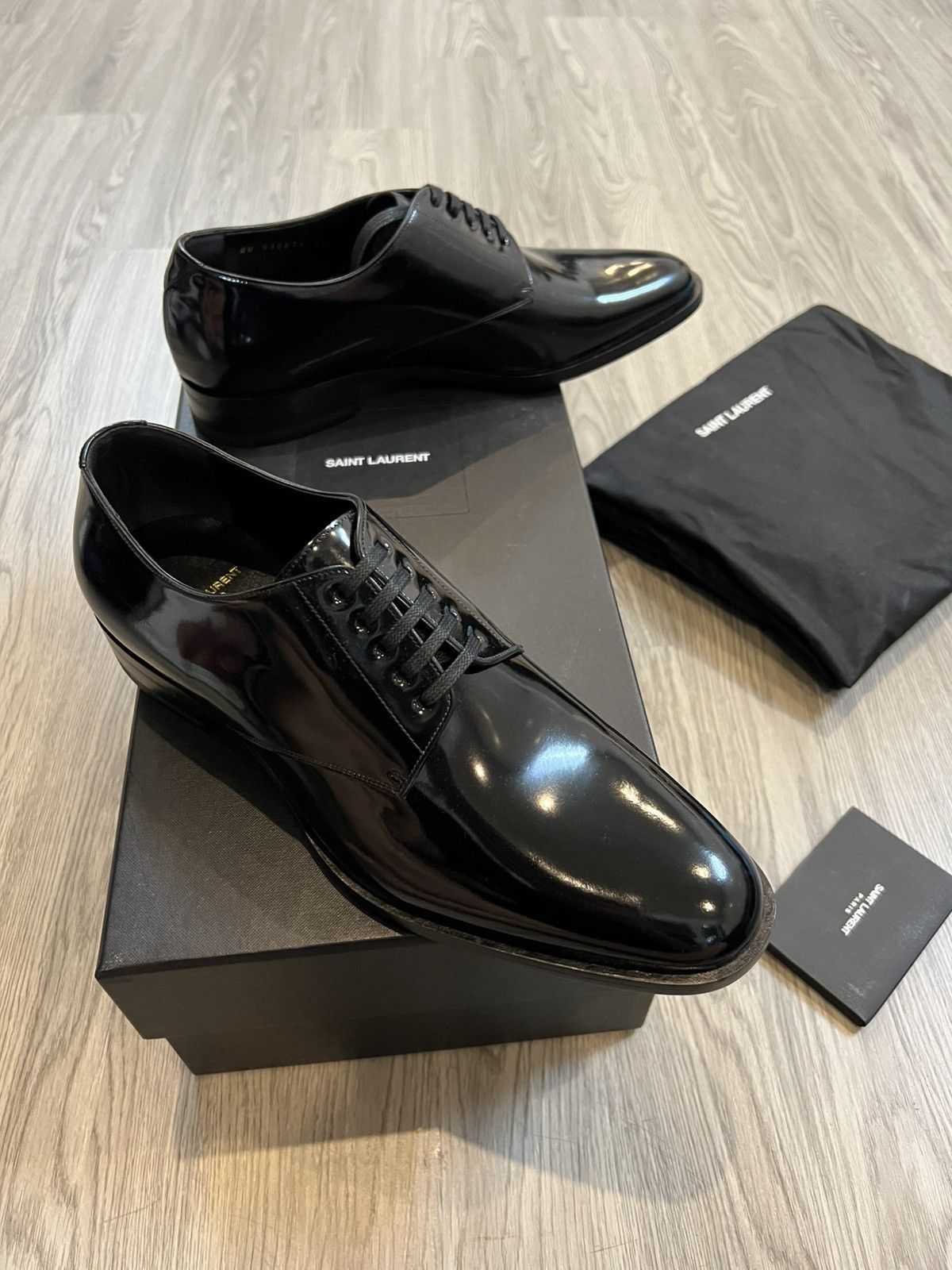 Saint Laurent Paris Saint Laurent Derby Shoes - Patent Leather Size US 9 / EU 42 - 1 Thumbnail