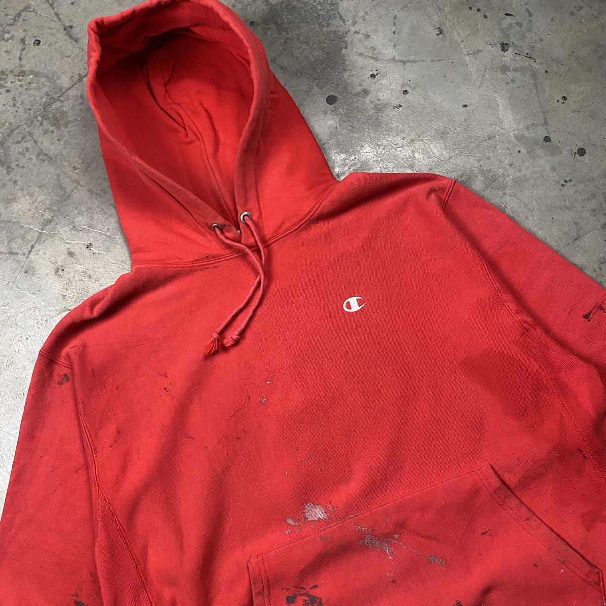Champion × Vintage y2k Distressed Painted Reverse Weave Pullover Size US L / EU 52-54 / 3 - 4 Thumbnail