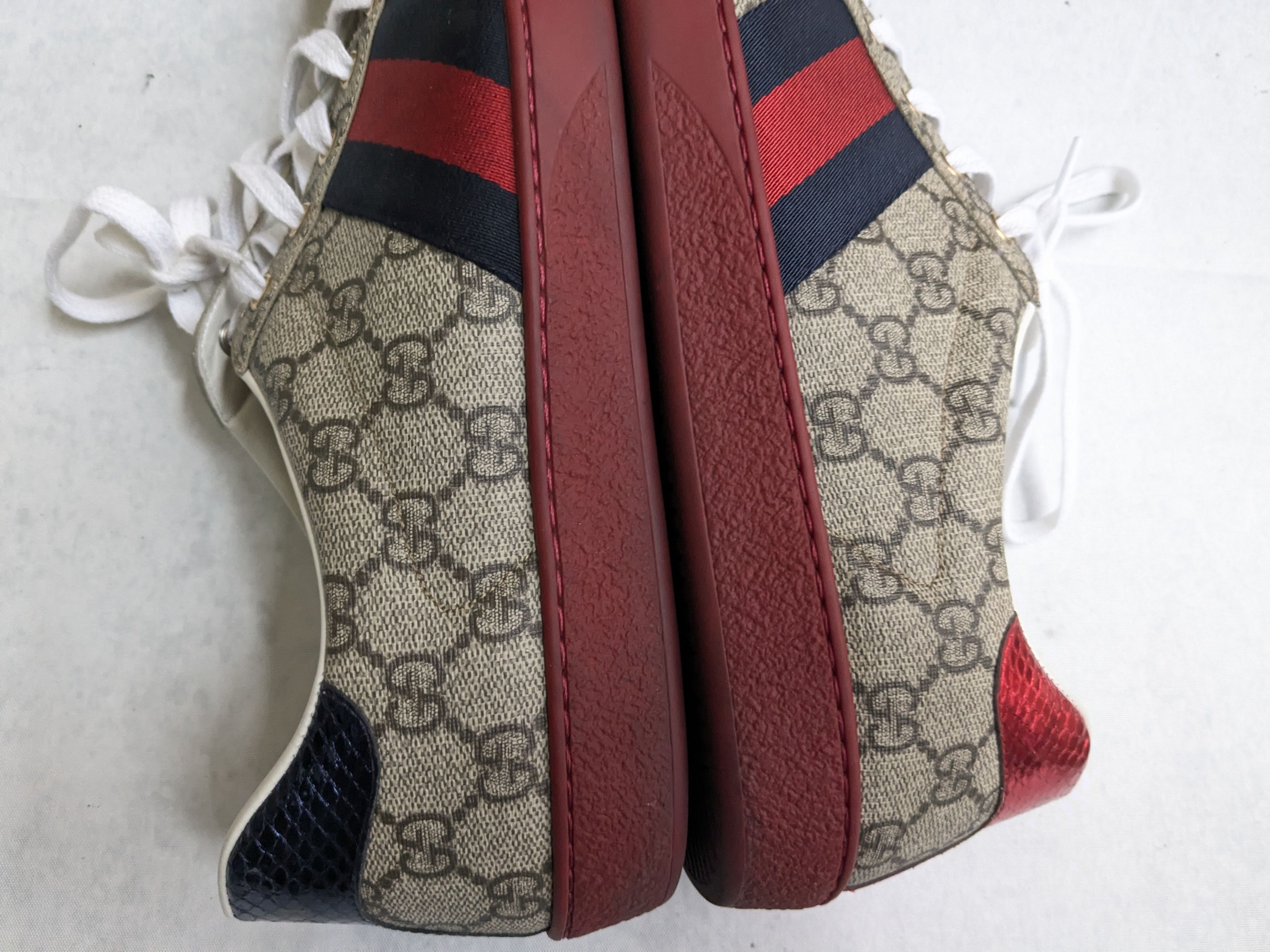 Gucci Gucci Ace Supreme Sneakers 12.5 Monogram Logo Red Size US 12.5 / EU 45-46 - 11 Thumbnail